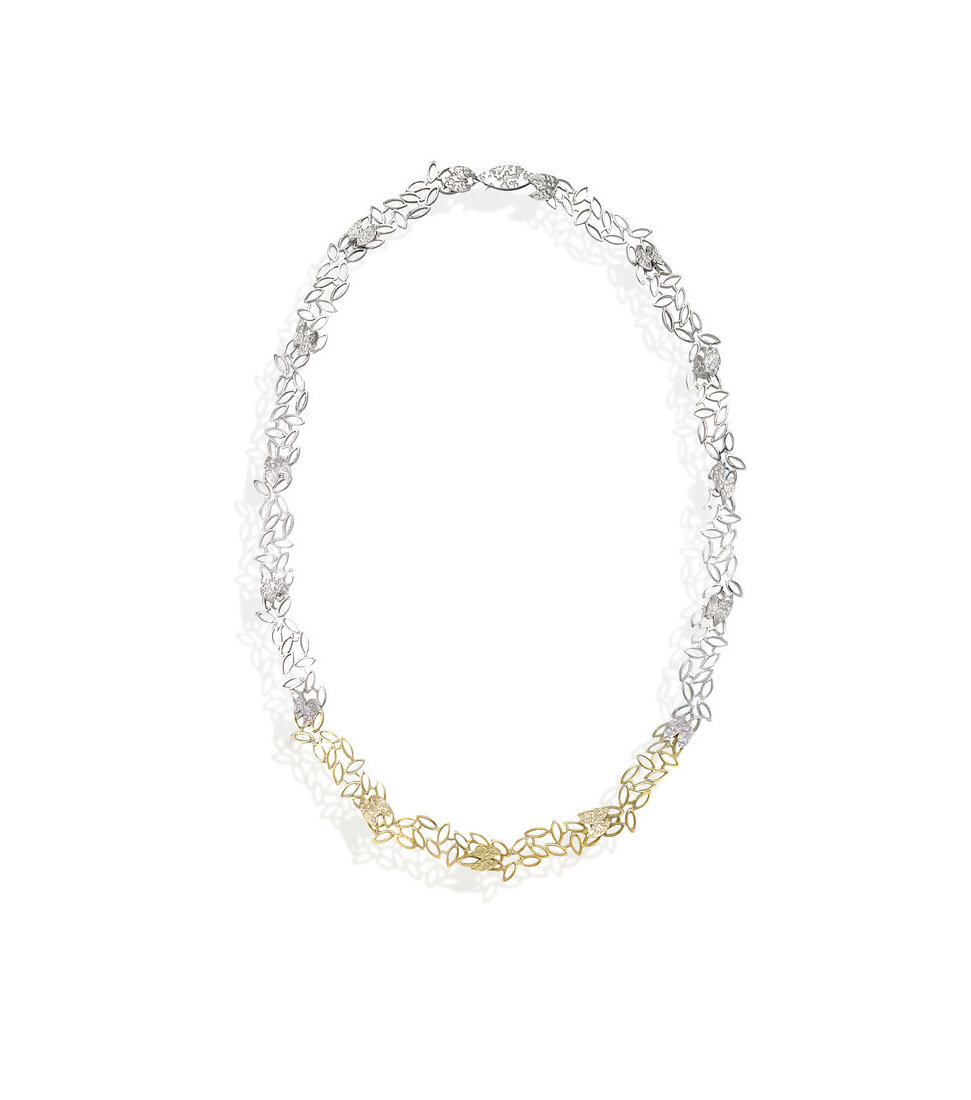 Silver, 14 and 18ct gold necklace 