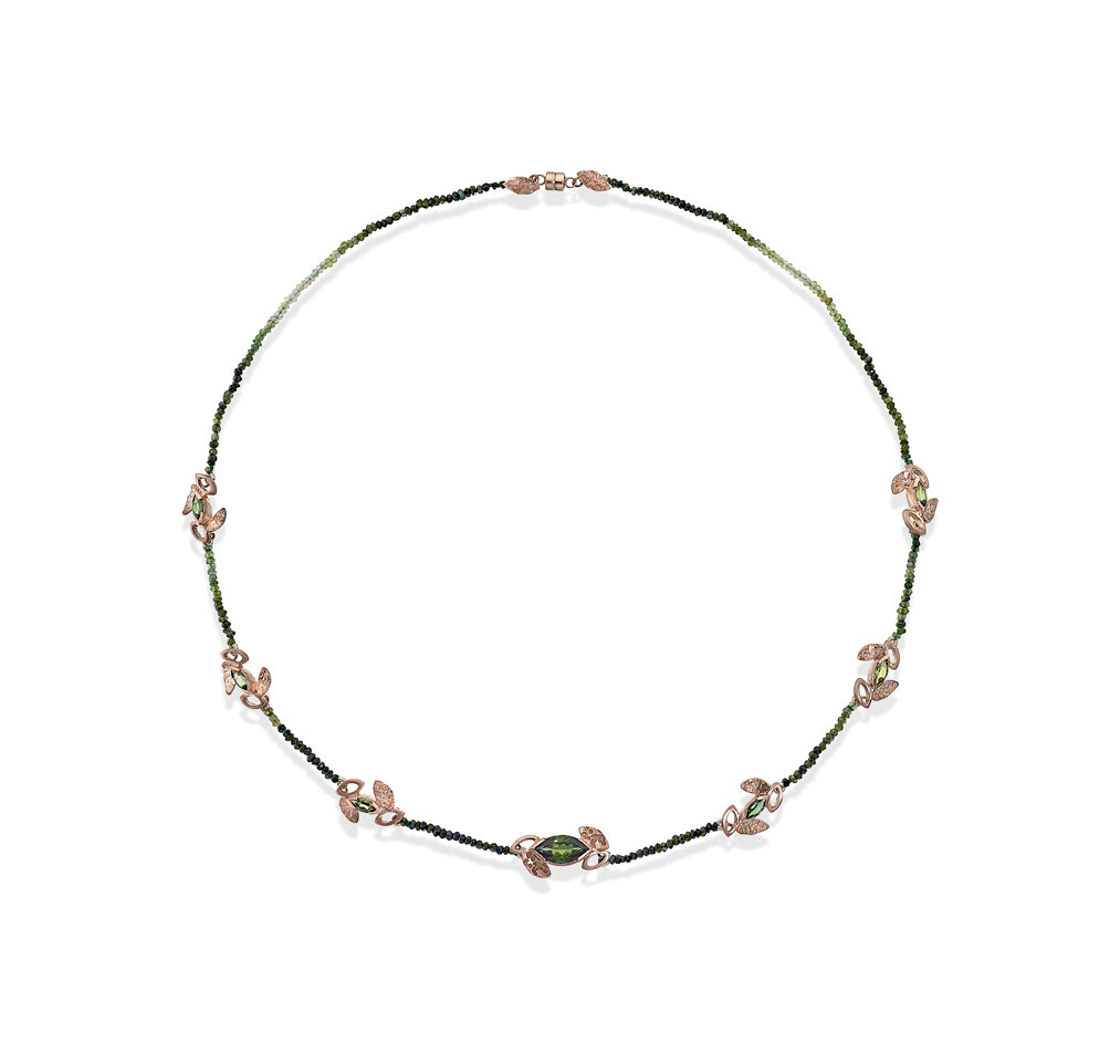 9ct rose gold necklace with tourmalines