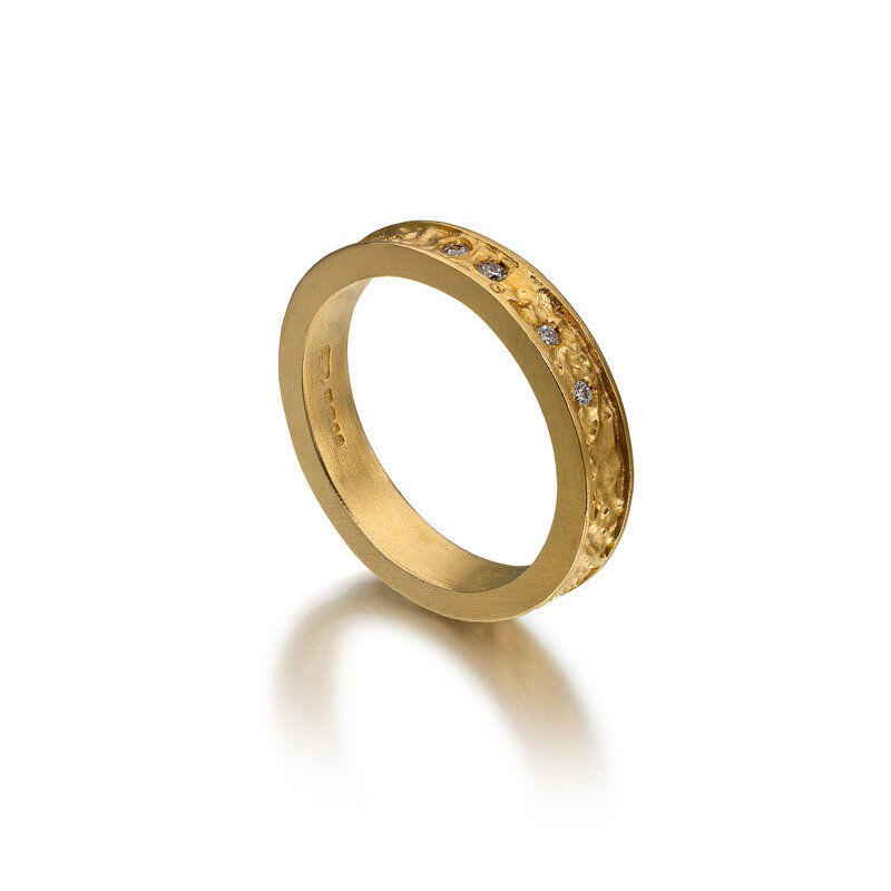 Gold plated etched silver ring