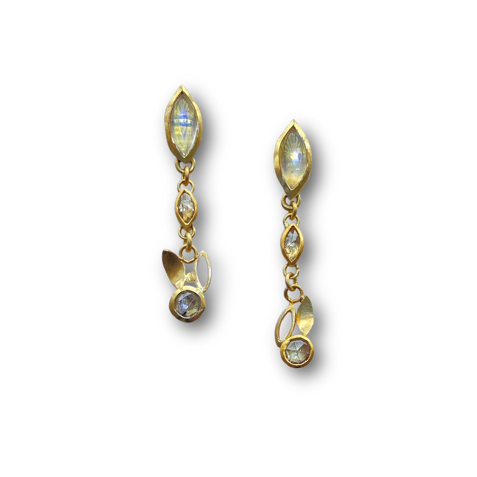 Folium gold and moonstone earrings