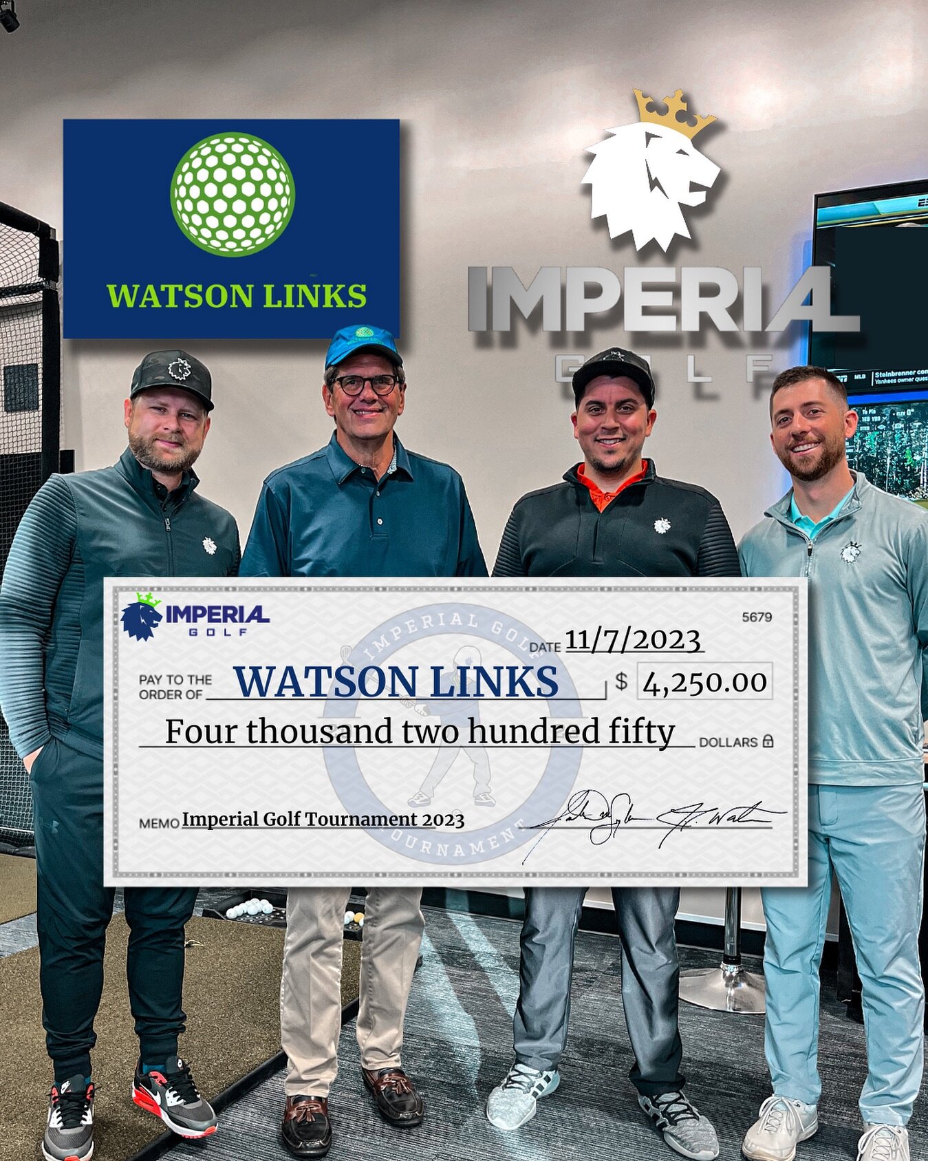 - A message from the Watson Links team - 

🏌🏼&zwj;♂️⛳️ A HUGE Thank you to Imperial Golf for teeing up a fantastic day of support for Watson Links Mentors Foundation! 

We&rsquo;re incredibly grateful to Jon Snyder, J.T. Watson, Brandon Trytek, and