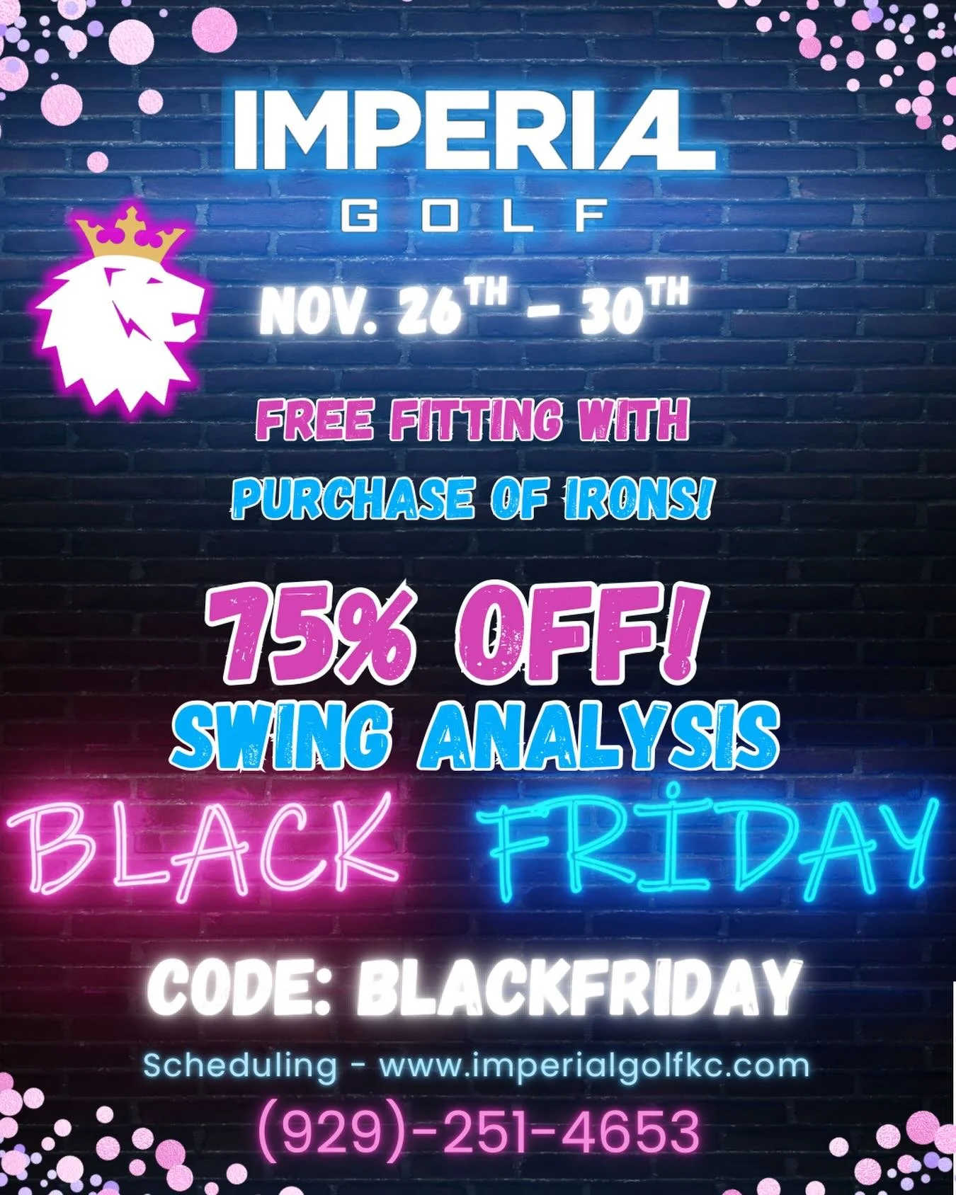 🖤 BLACK FRIDAY MEGA DEALS 🖤
✔️ 75% OFF swing analysis &mdash; use BLACKFRIDAY
✔️ FREE fitting fee w/ any club purchase
⏰ Nov 26&ndash;30
Grab these deals before they&rsquo;re gone!

#BlackFriday #BlackFridayDeals #GolfSale #GolfSwing #GolfTraining 