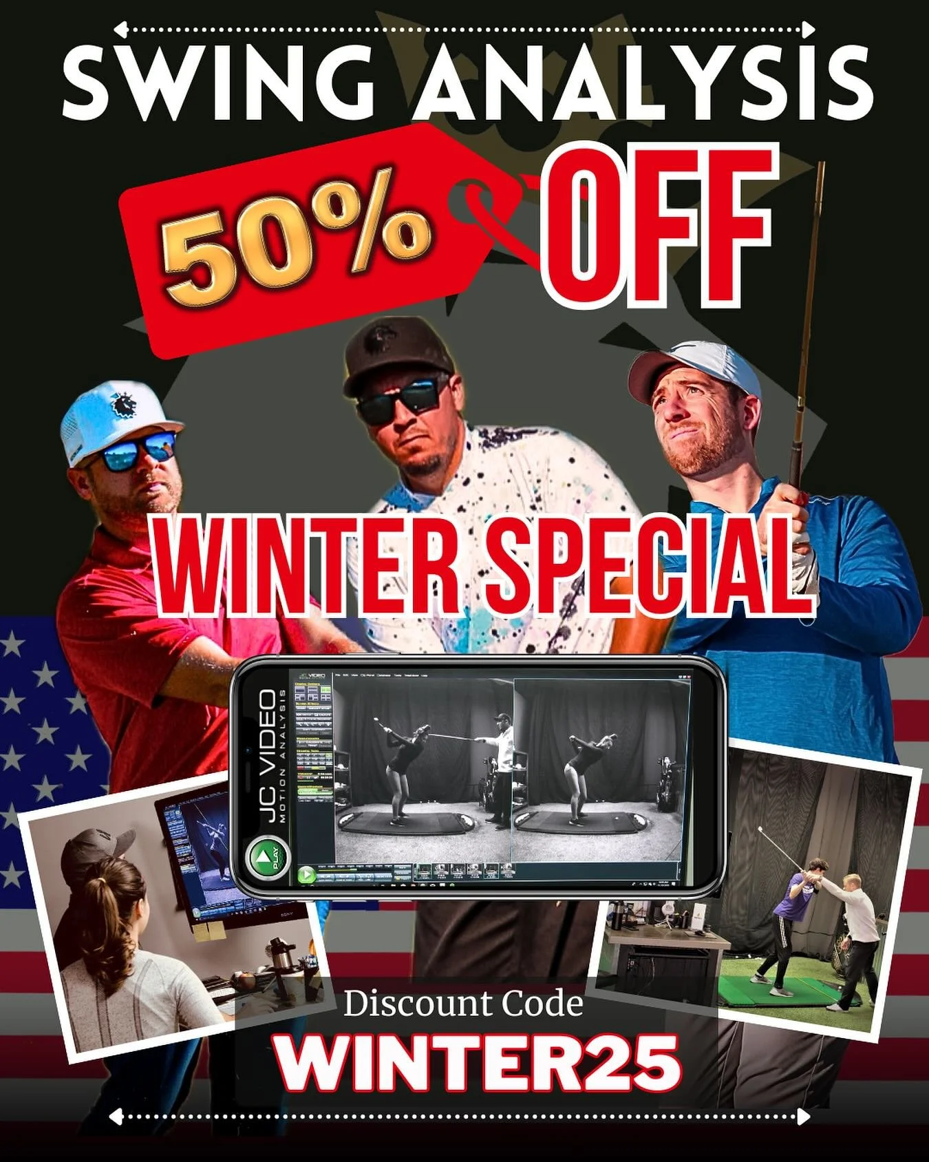 Get your introductory Swing Analysis for 50% off! This will only be for a limited time, so pick yours up today! Just enter the code WINTER25 at check out! 

You can book your lesson directly on the website, with Jon, J.T. or Brandon! Let&rsquo;s get 