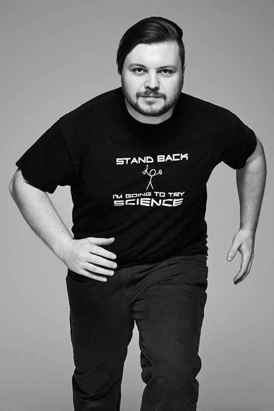 Karl Kuchs Photo Assistant • Prop Maker Team member since 2014 There’s a saying around here: “Karl can do it all.” As the studio’s de facto prop maker, photo assistant, tech wizard, and utility player, Karl looks at studio projects from the perspective of an engineer. Bringing an expansive knowledge of robotics and inventive technology to the table, his creative approach doesn’t just wander outside of the box — it shatters it.