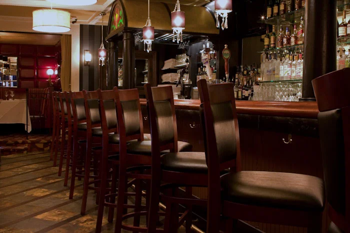 An interior photo of the Strip Steak bar