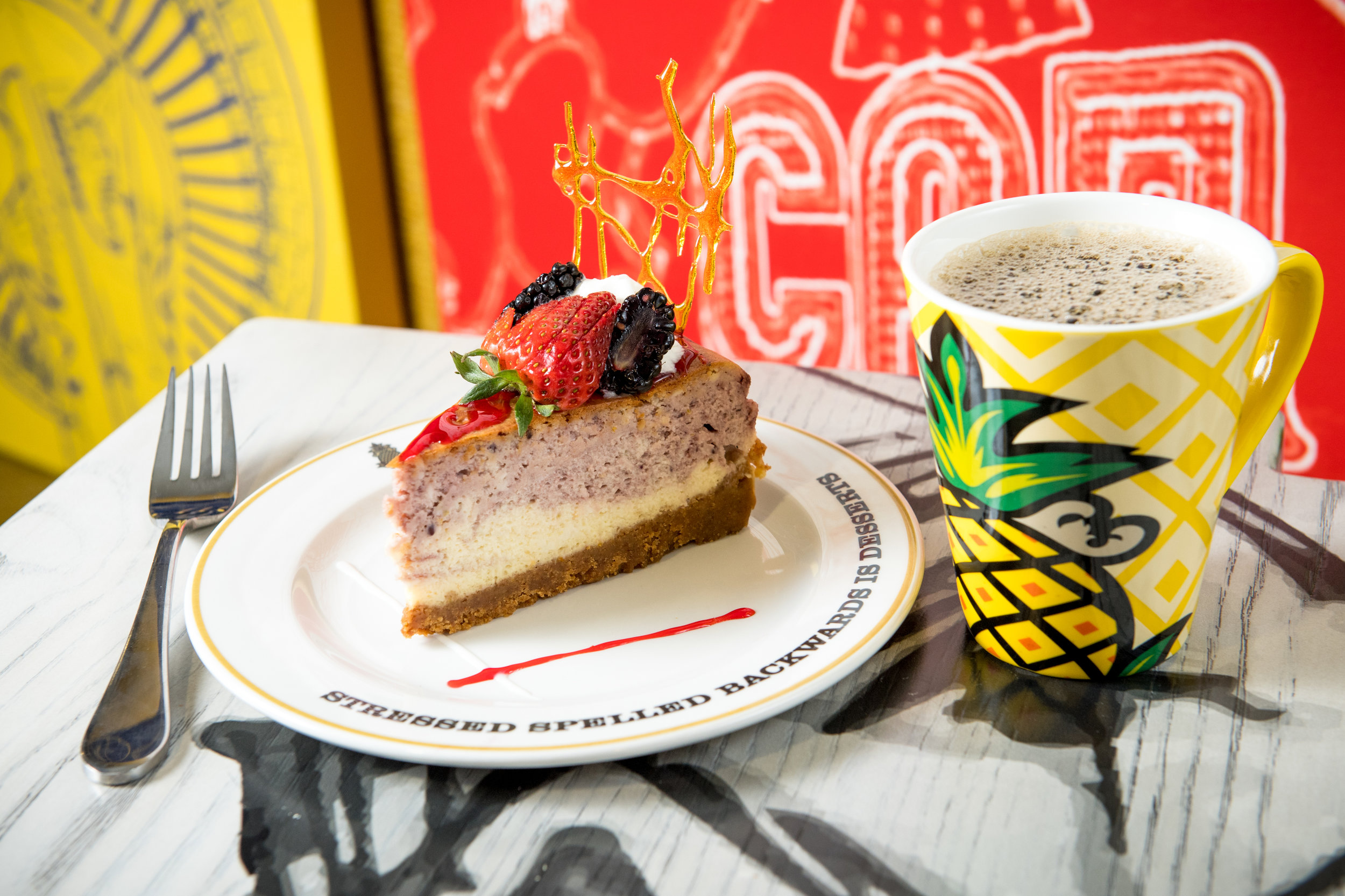 Marionberry citrus cheesecake