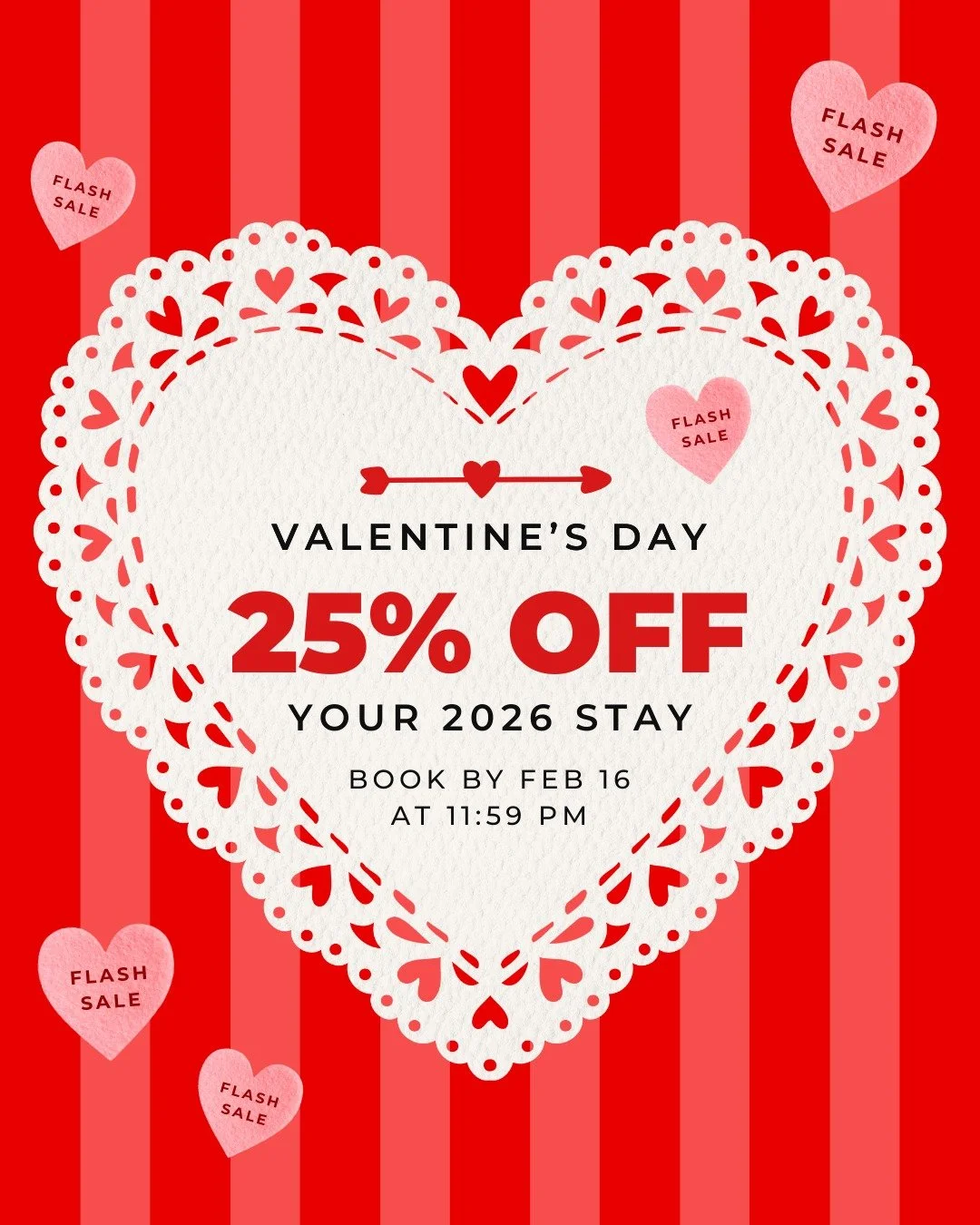 This weekend only: 25% off your next Staypineapple stay 🎉

Book your 2026 stay and save. Whether it's a long weekend or a full week away, make it happen for less.

Sale ends Monday! Link in bio.