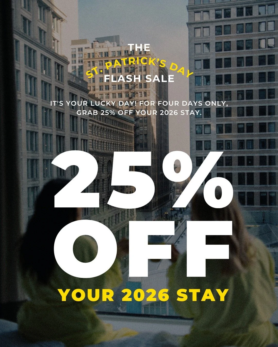 Your sign to finally book that trip. 🍀 We're taking 25% off all 2026 stays this St. Patrick's Day. Sale runs March 17&ndash;20 only. Link in bio to book now!