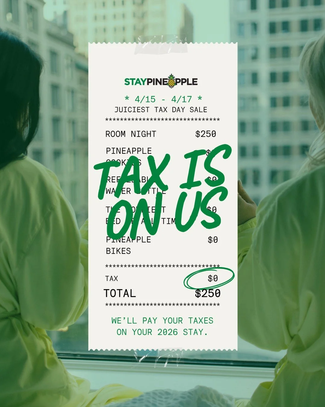 Tax season is rough. So we're covering your hotel taxes. 💸 For 72 hours only, all room &amp; amenity fee taxes are on us. Book by April 17, stay anytime through December 30. Use code TAXDAY or tap the link in bio to book.