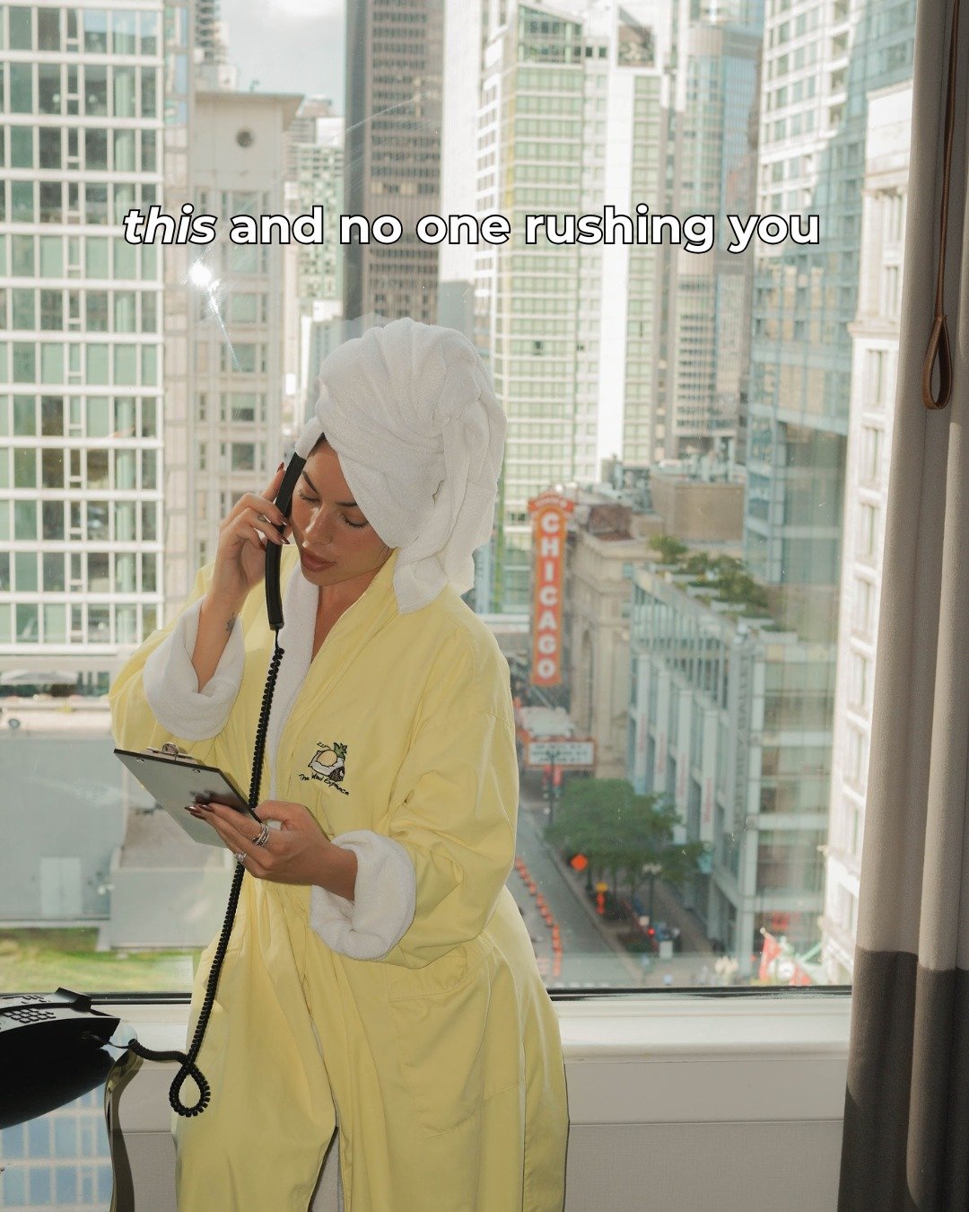 The getting ready part is the trip too. Wear the robe. Take your time. Enjoy your room!