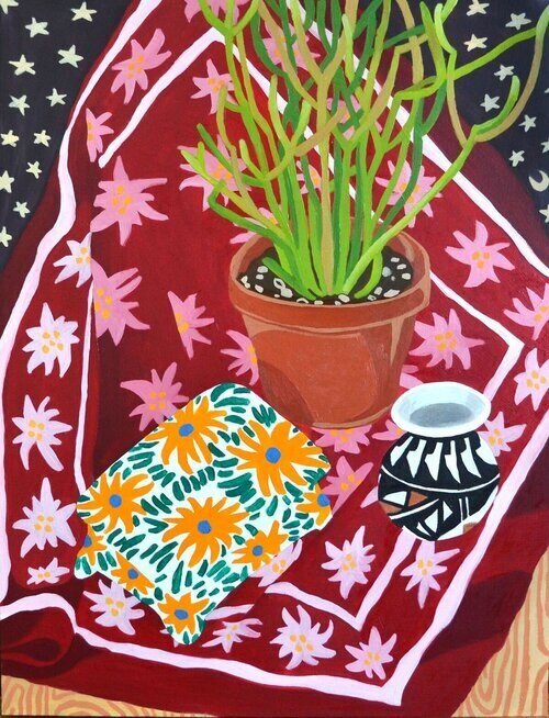  Grace Hager  Red-flowered Bandana and the Moon   2019    