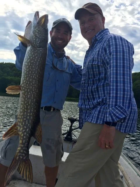 Northern pike- This toothy predator can be caught locally from mid-May until the late fall. They fight hard and can be caught on spinning gear and on the fly.