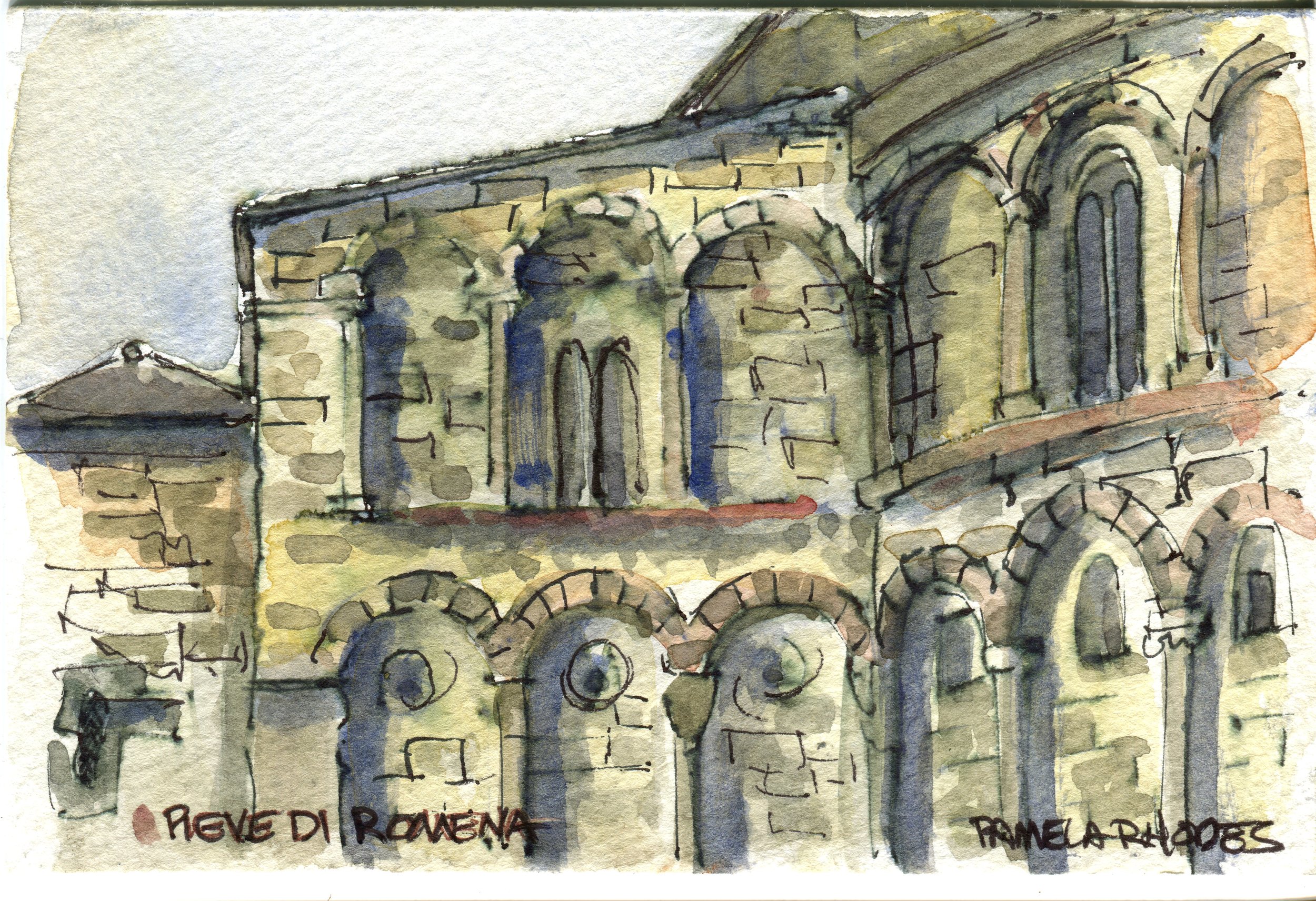 "Pieve de Romena", Pratovecchio, IT, watercolor, 8 x 10