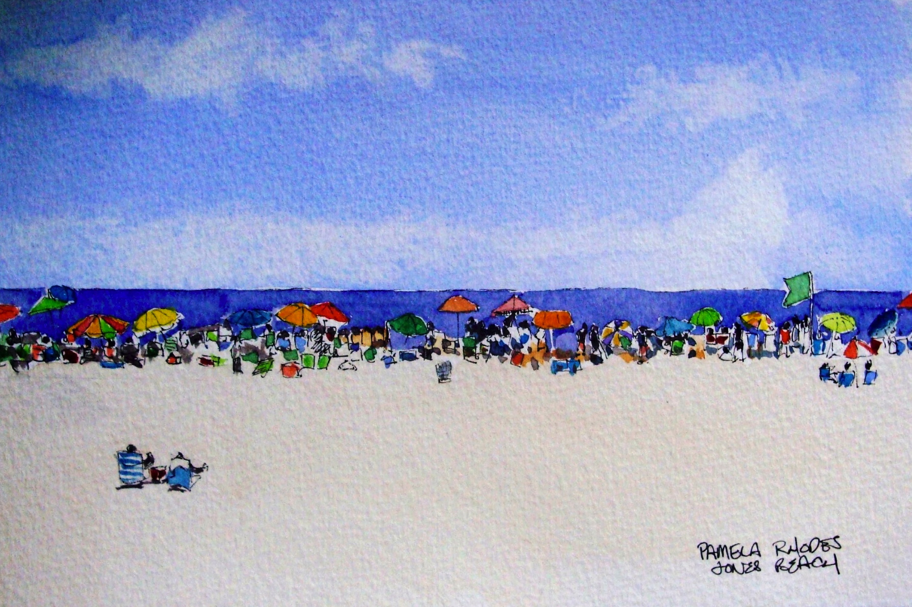 "Jones Beach", NY, watercolor, 12 x 20