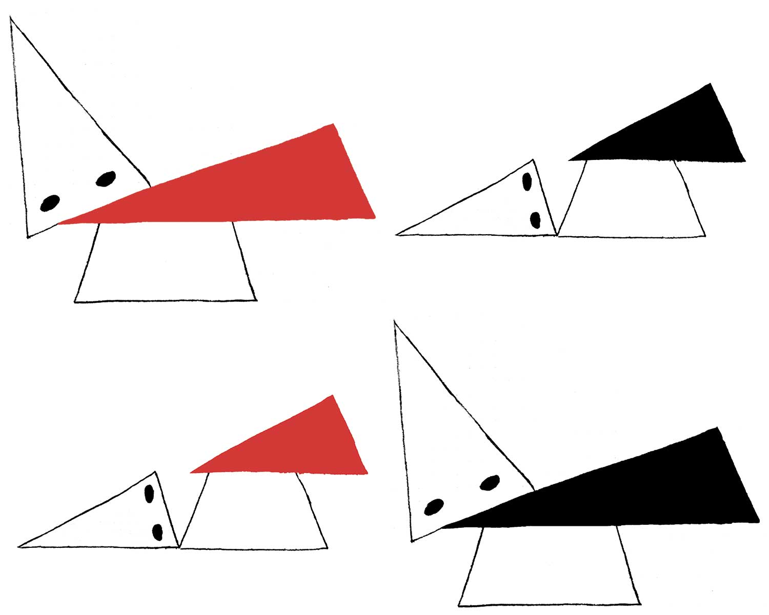 Playing off El Lissitzky’s 1919 painting, Strike the Whites with the Red Wedge, Red Wedge/Black Wedge by Josh MacPhee is licensed under a Creative Commons Attribution-ShareAlike 4.0 International License .