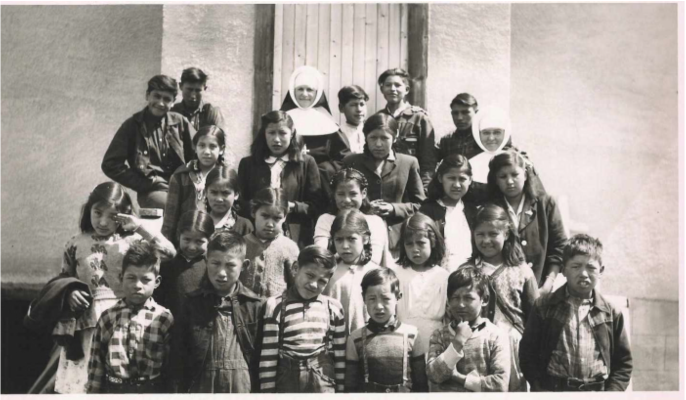 Photographs of students at Ermineskin Indian Residential School, Hobbema, AB, c. 1940-60. Engracia De Jesus Matias Archives and Special Collections, Algoma University.