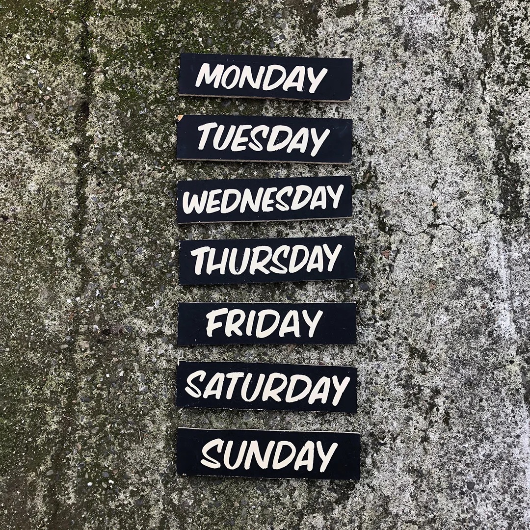 New Parkway Theater Day of the Week Signs, Oakland