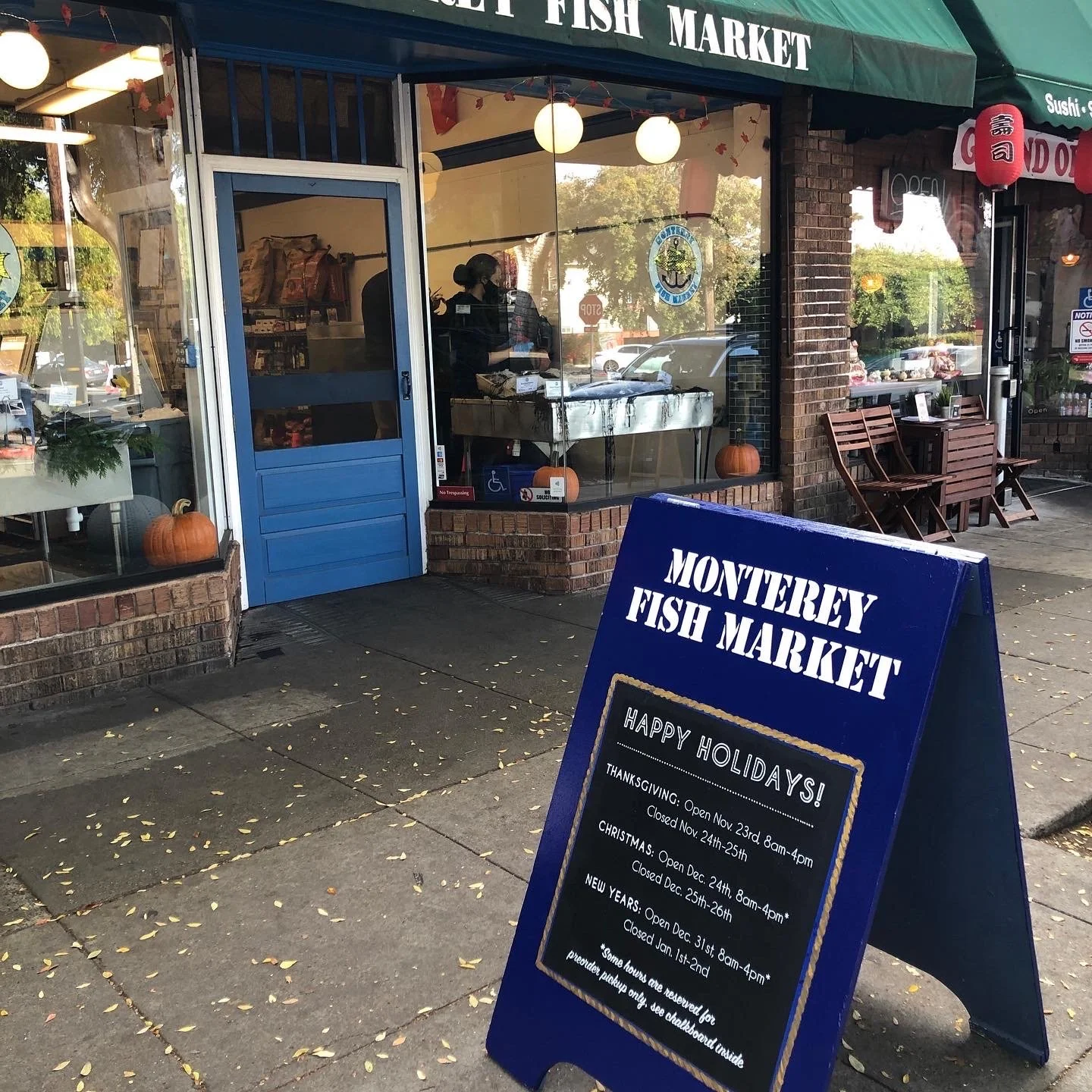 Monterey Fish Market Holiday A-Frame Chalkboard Onsite