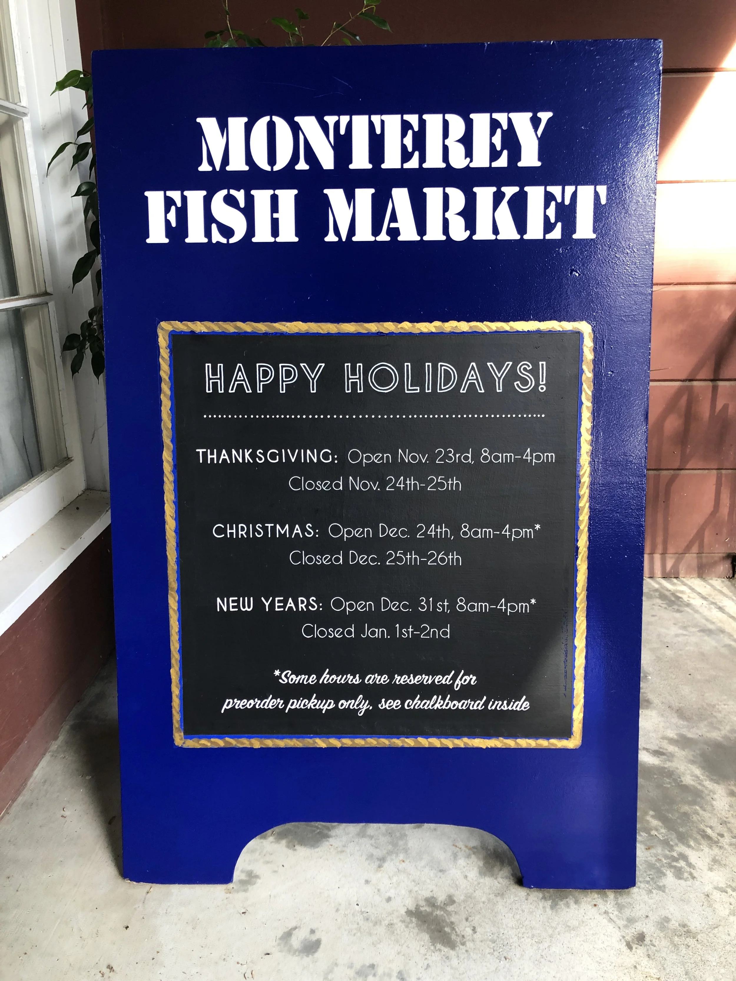 Monterey Fish Market Holiday A-frame Chalkboard, Berkeley