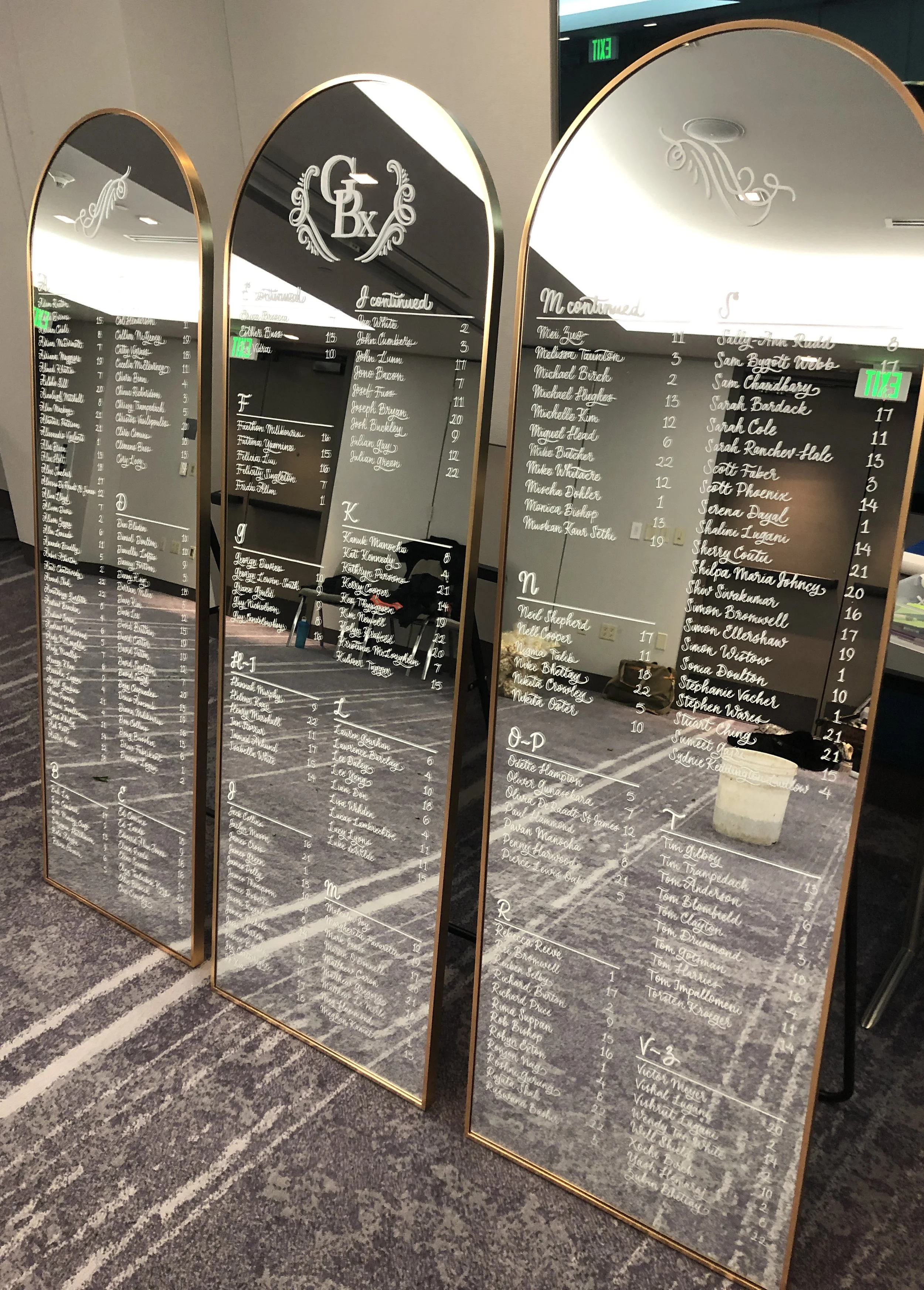 Escort list on mirrors for the GBx Gala 2022, SF