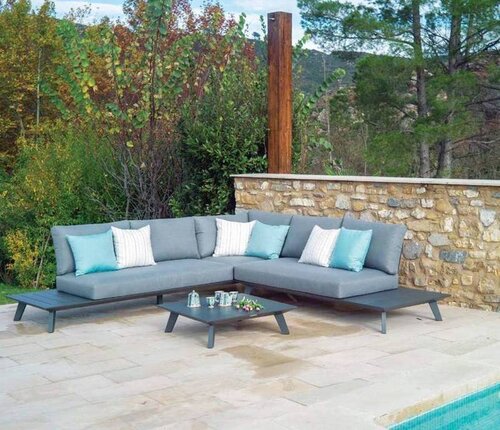 Positano Outdoor Modular Sofa Bello, 5 Seater Garden Sofa Set Grey Positano