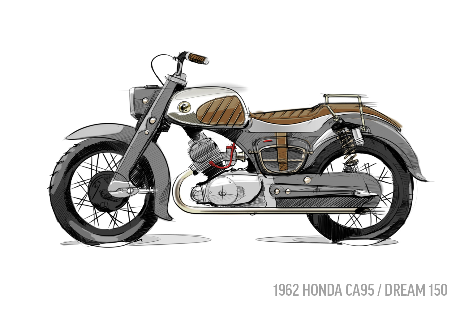 1962 Honda CA95 Sketch