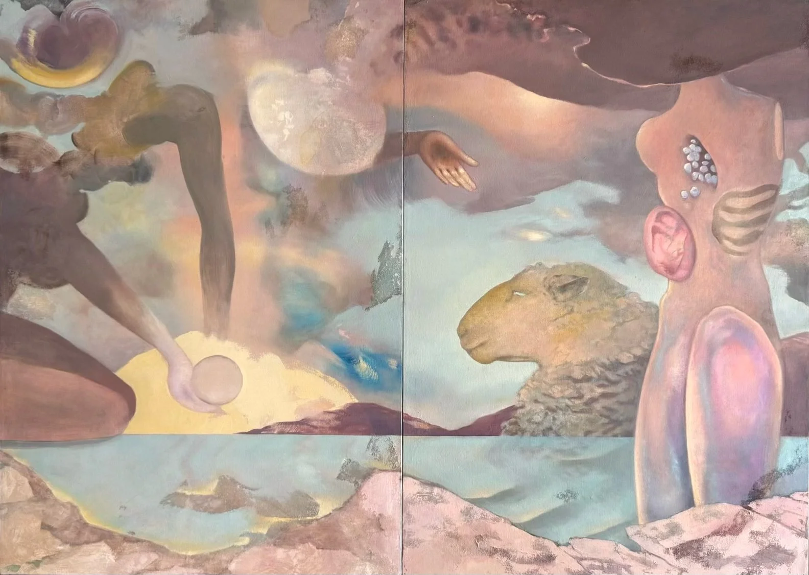 ANATOLĒ, AGÁPĒ 28 × 42 inches 28 × 42 inches oil on canvas 2025