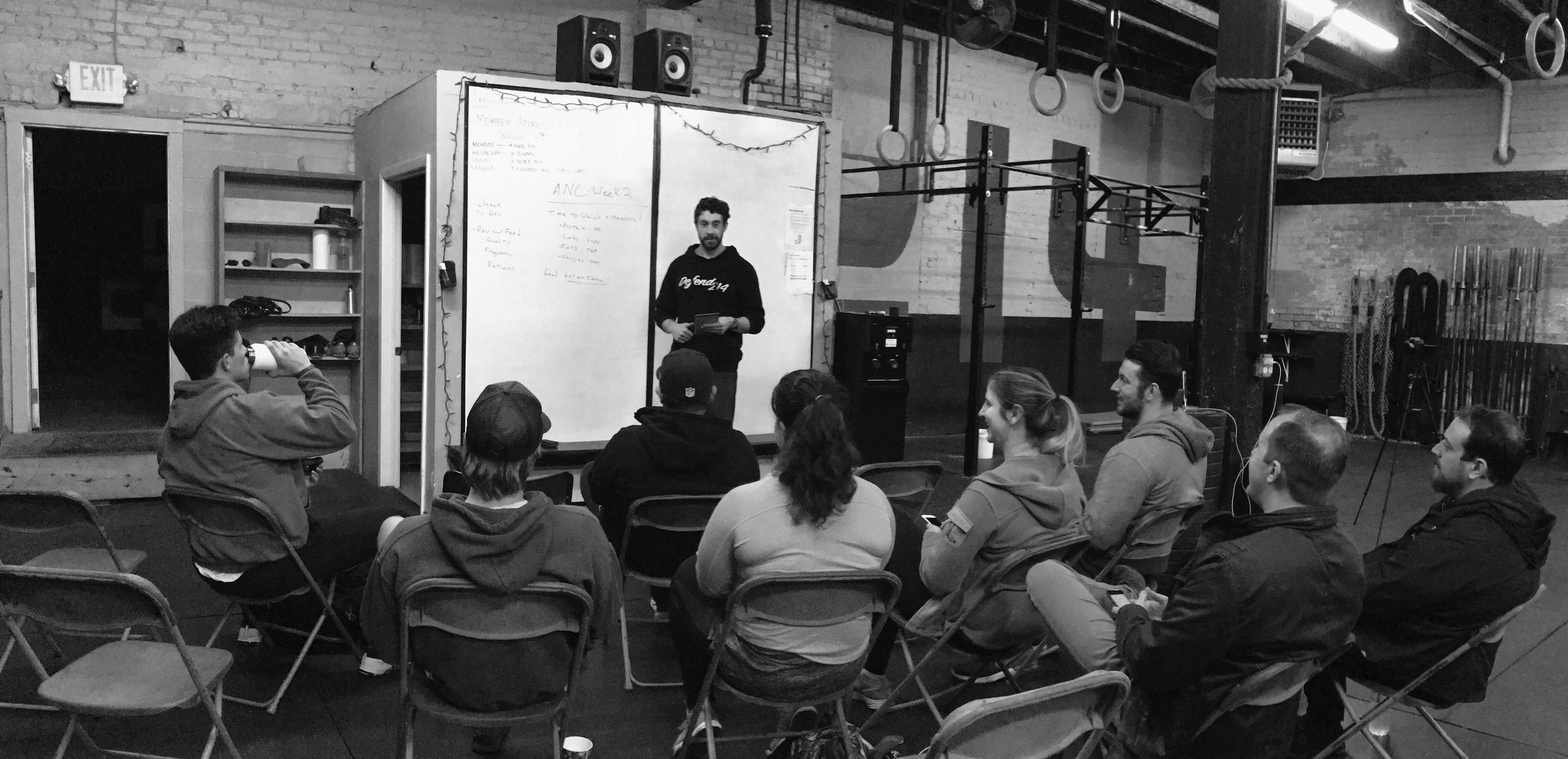 Teaching athletes at CrossFit 214 how to get the most out of their workouts, January 2017.