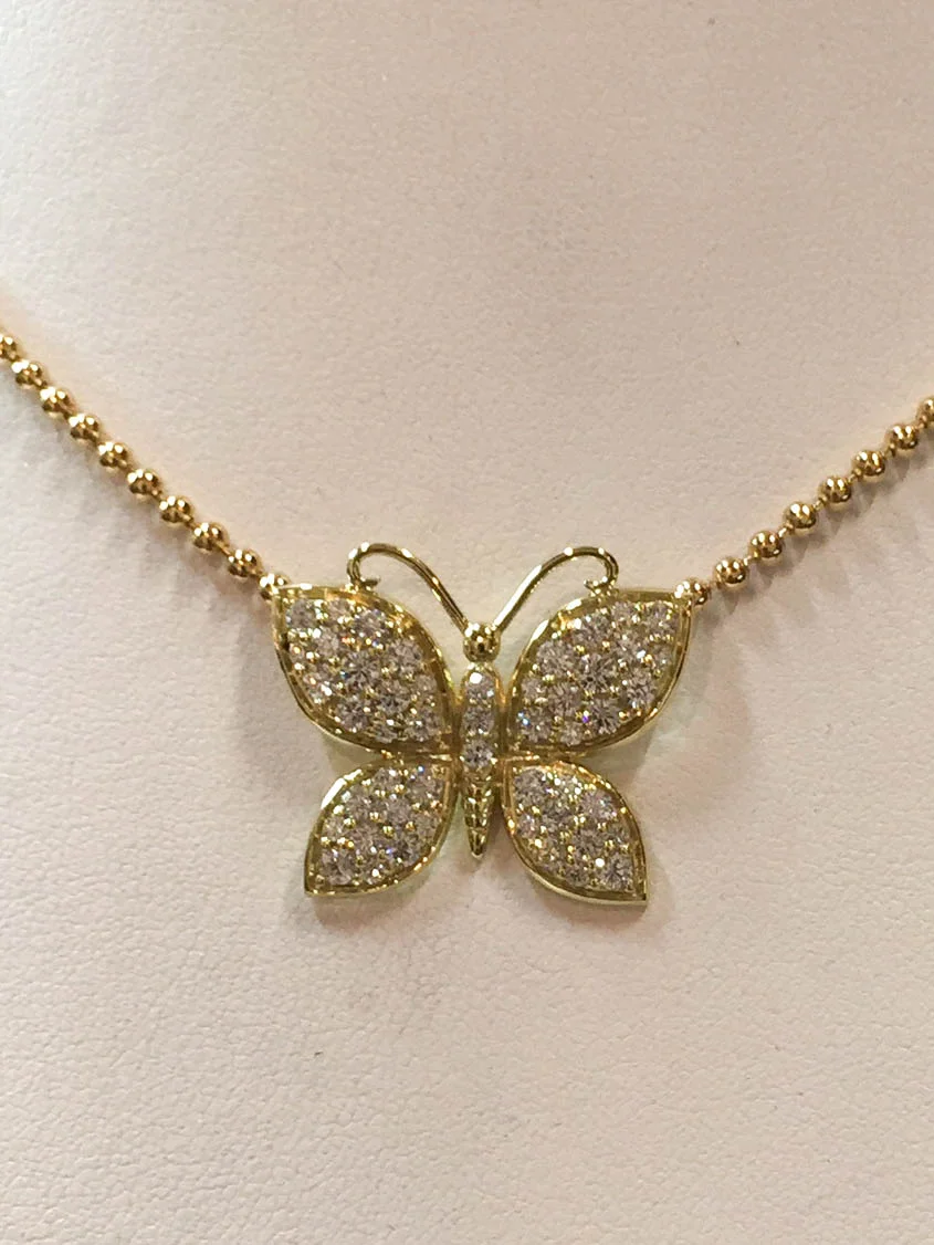 Butterfly Pendant in 18kt with Diamonds