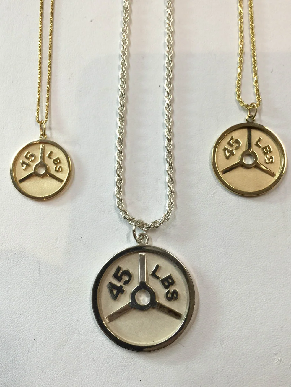 14kt Weight Lifter Pendant "45lbs"