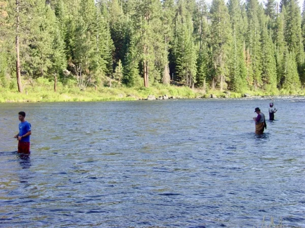 My sons (Andrew on the left and Ben on the far right) fishing with their dad on the Deschutes River in Oregon.