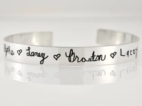 Handwriting Cuff Bracelet by Heartonyourwrist.com
