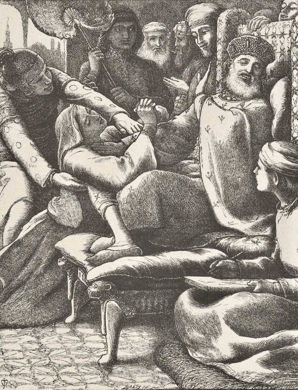 The Unjust Judge and the Importunate Widow (The Parables of Our Lord and Saviour Jesus Christ); by Sir John Everett Millais (1829–1896); Engraved and printed by Dalziel Brothers (1864); from The Metropolitan Museum of Art.