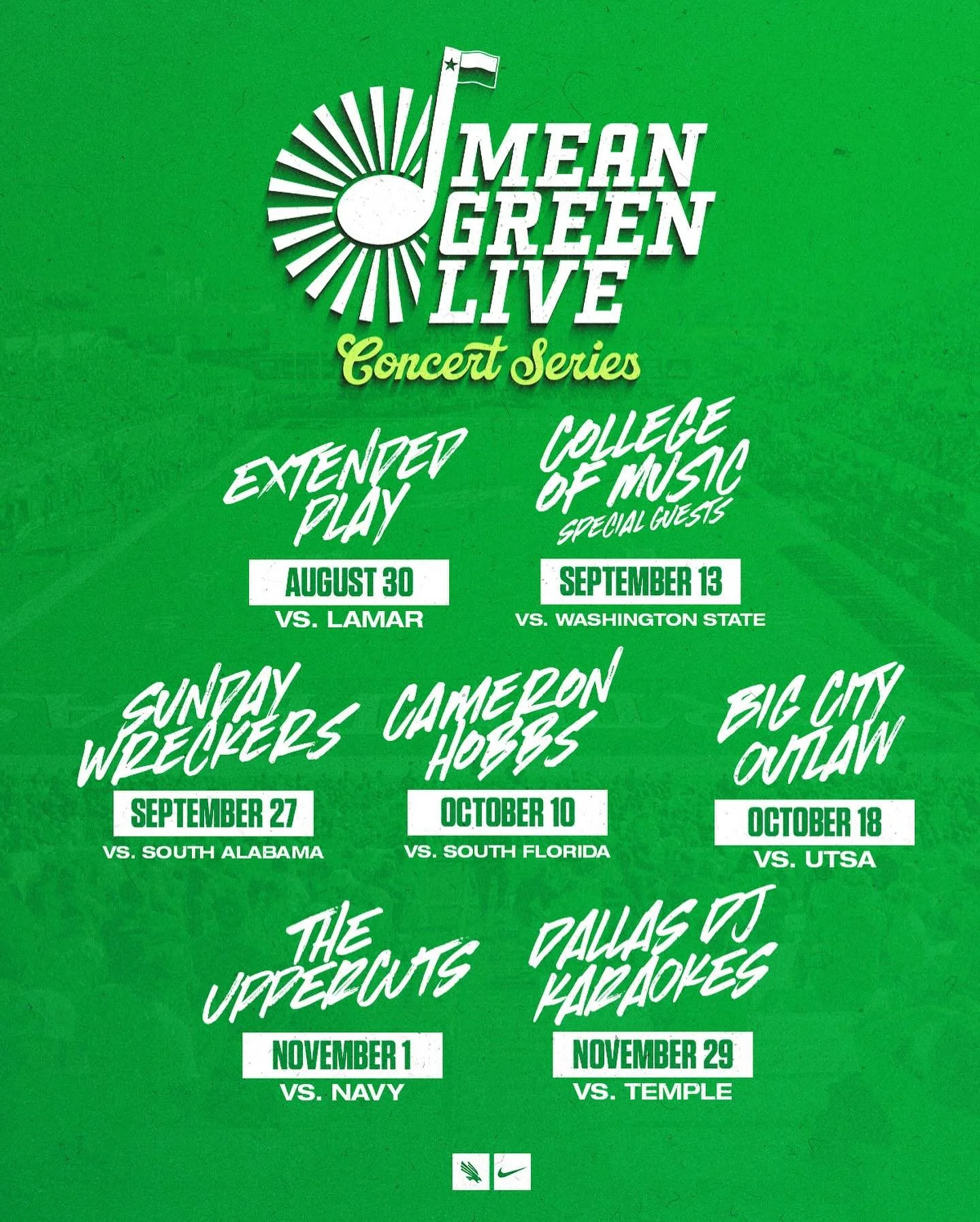 Can&rsquo;t wait to head to my Alma Mater next week to play a FREE show before UNT takes on South Florida! See y&rsquo;all soon 💯