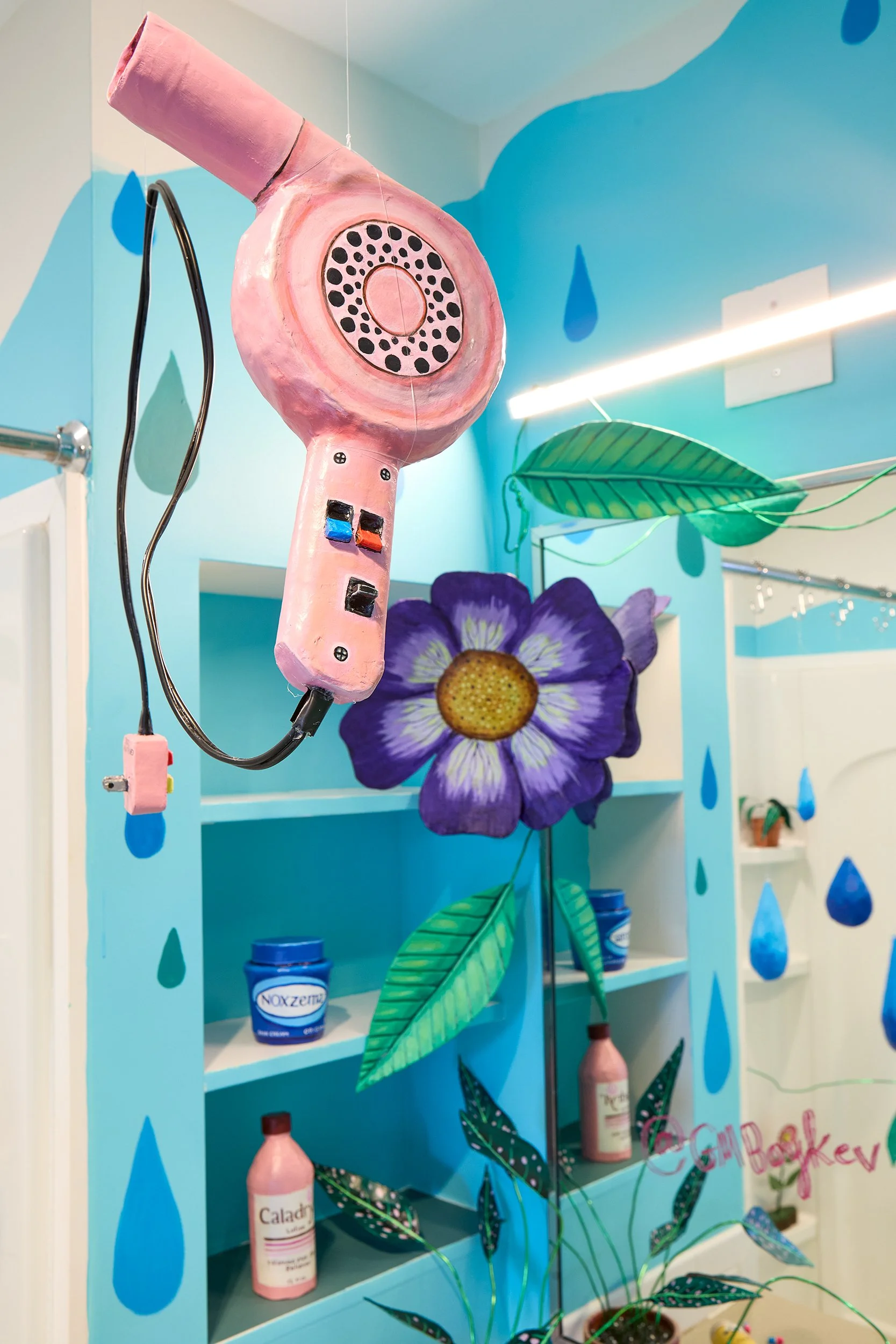 Overgrown Bathroom Installation, Paper mache and acrylic 2025