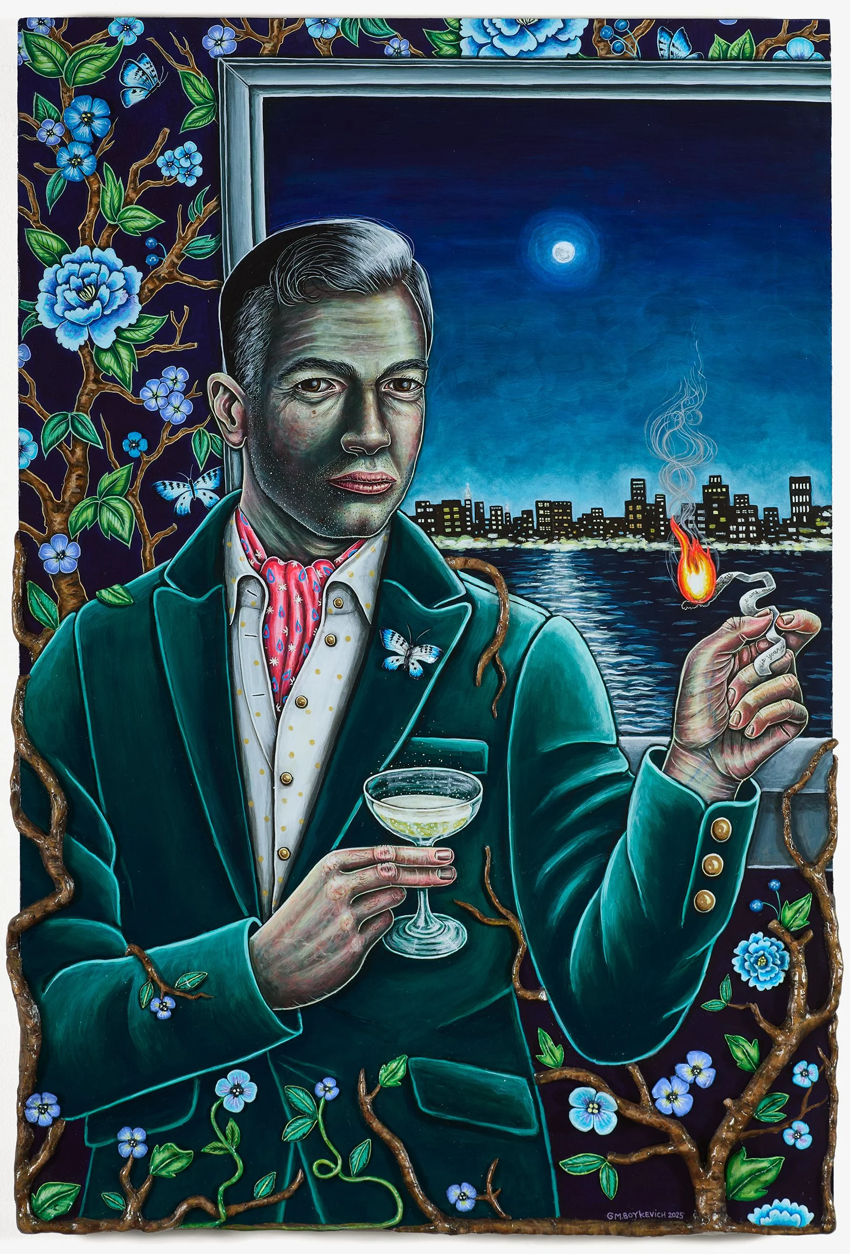 New Year's Eve 24" x 36" Acrylic and clay on wood 2025