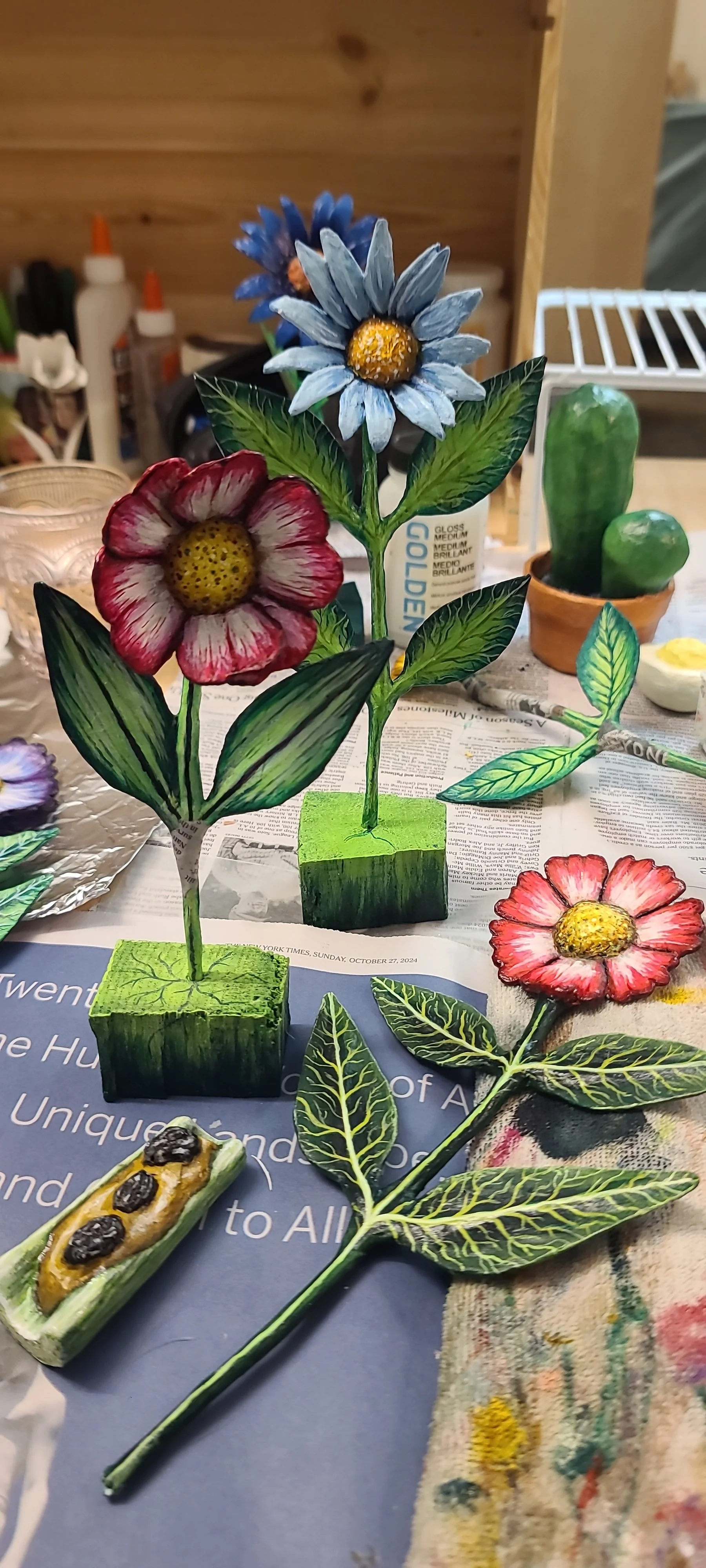 Flowers  Acrylic and paer mache 2024