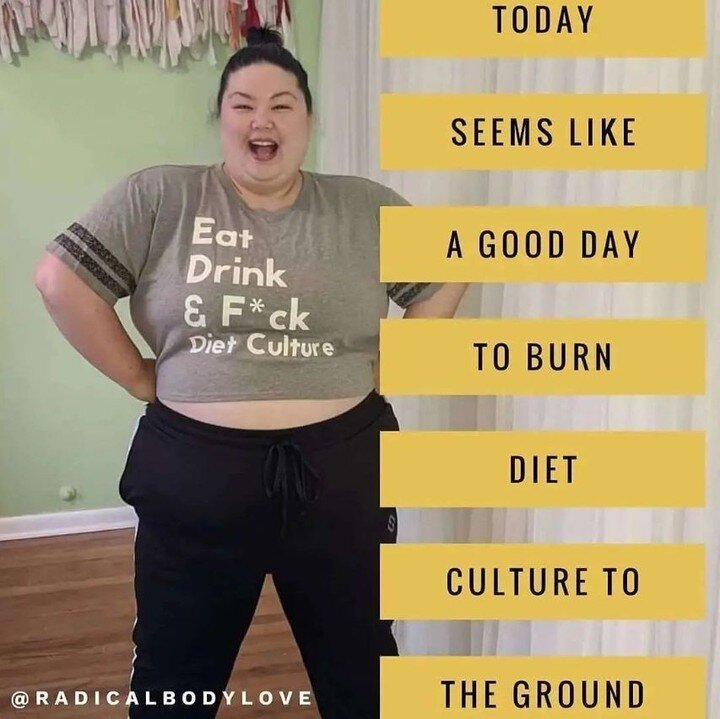 Reposting this because it's always a good day to burn diet culture to the ground AND it's the new year which always brings weird vibes to the party.⁠
⁣⁠
Sending some of my disarm diet culture energy your way in case you need reinforcements against th
