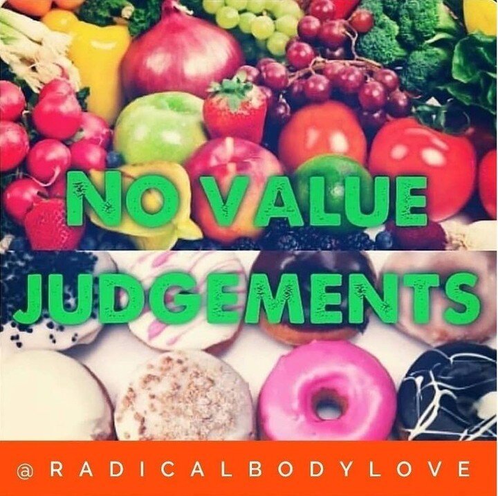 Just a reminder that food is not good or bad... It's just food. Eat what you want to eat without guilt or apology. No value judgements for yourself or anyone else's choices!⁠
⁠
________________________⁠
#radicalbodylove #endfoodmorality #selfcare #ed