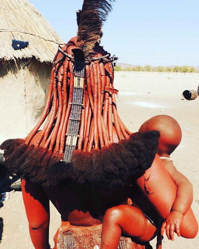 Himba women&rsquo;s Hair
.
Hair and hairdressing play a significant role among the Himba as they indicate the social status of each individual within the community, young girls use to dress their hair with two braided hair plait extending forwards, w