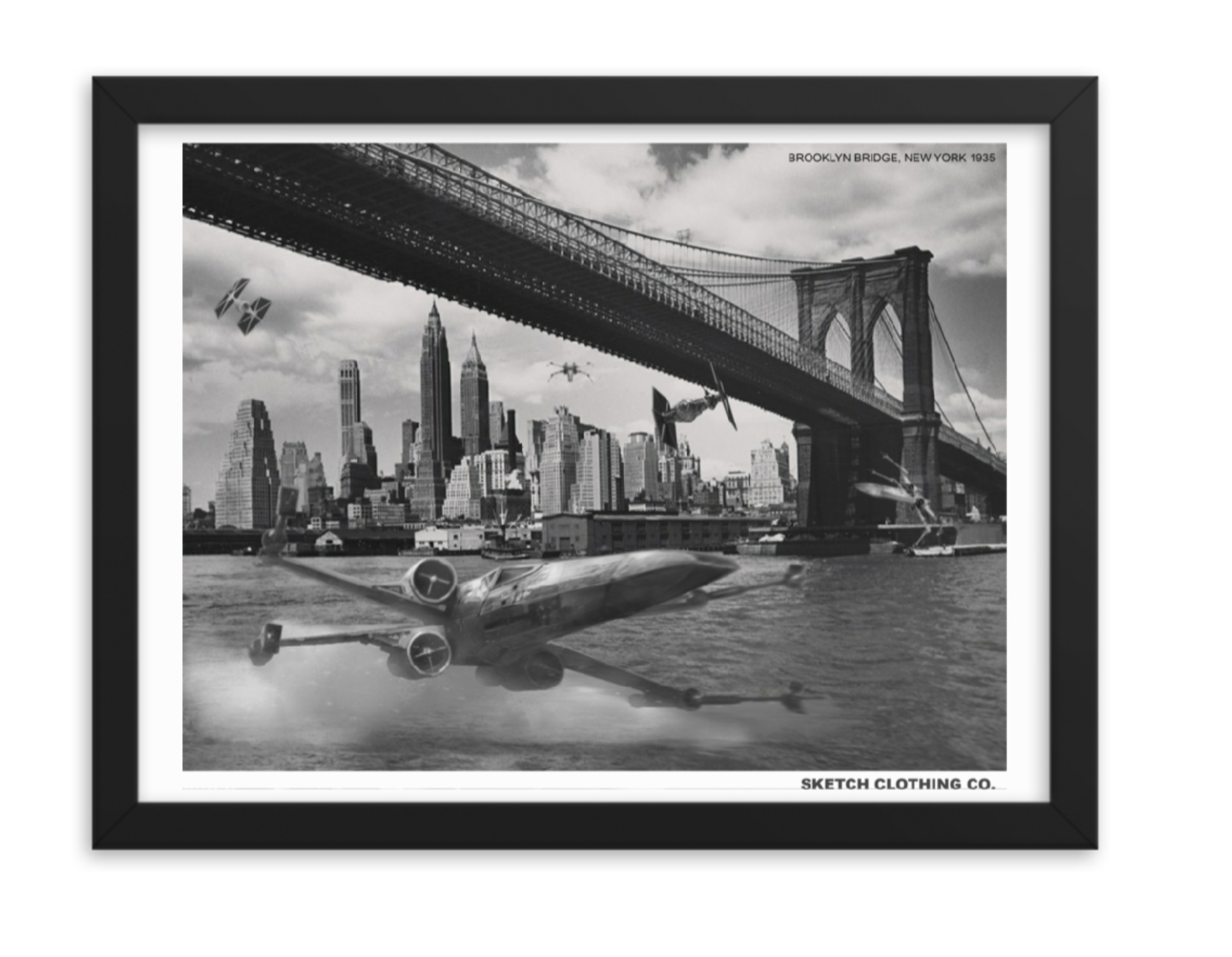 BRIDGE FIGHT FRAMED PRINT 12x18