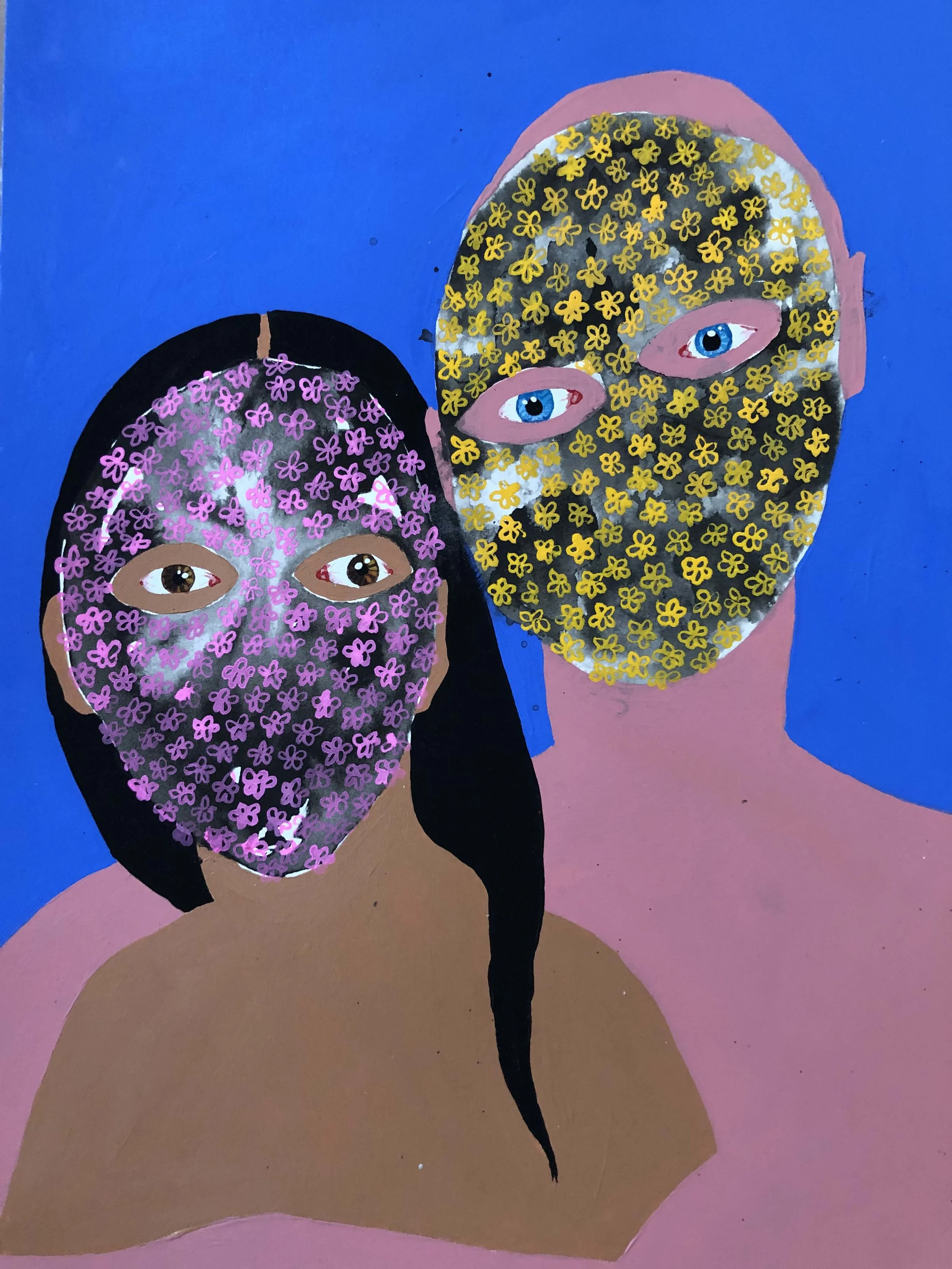 Jasmine Zelaya, Lovers , 2018, Gouache and Ink on Arches Watercolor Paper, 10” x 14”