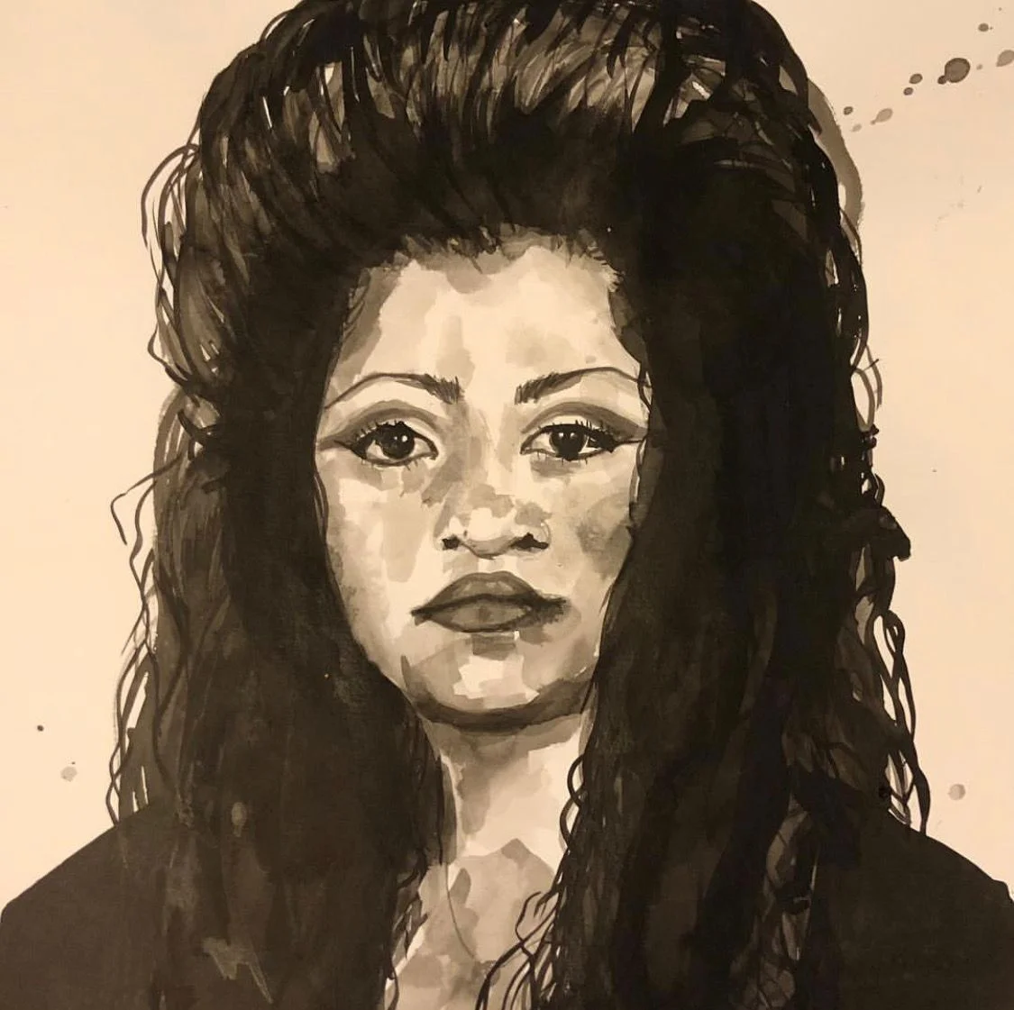 Jasmine Zelaya, Dulce , 2019, Ink on Watercolor Paper, 16" x 16"