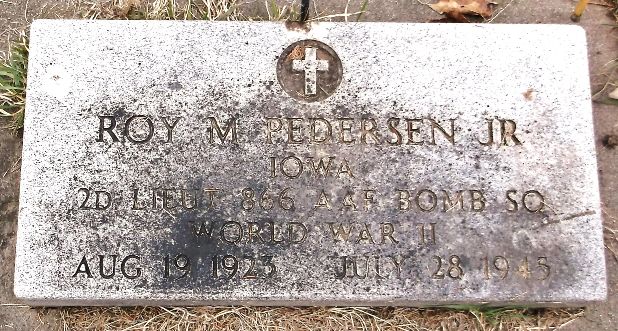 Pedersen's remains were returned to his family in 1949 and interred at the Atlantic Cemetery, Atlantic, Cass County, Iowa. 
