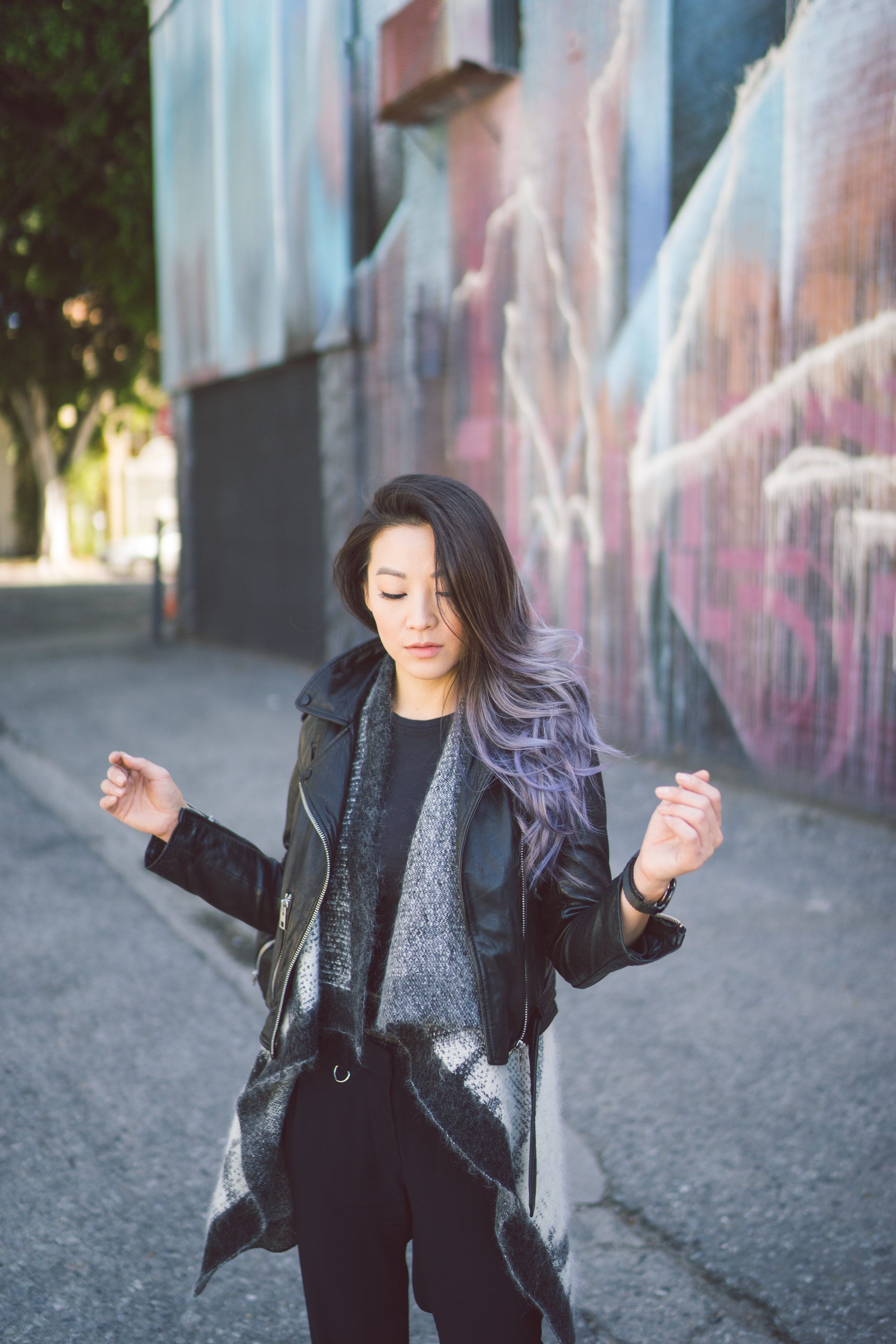 Alexander Wang Black Shawl Leather Coat