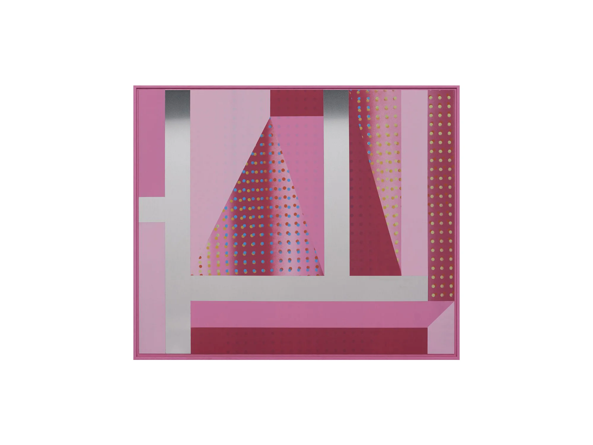 Will Cooke Watcha Gonna Do , 2016 primer, spray paint on aluminium panel, painted frame 50 x 60cm ARTIST BIO