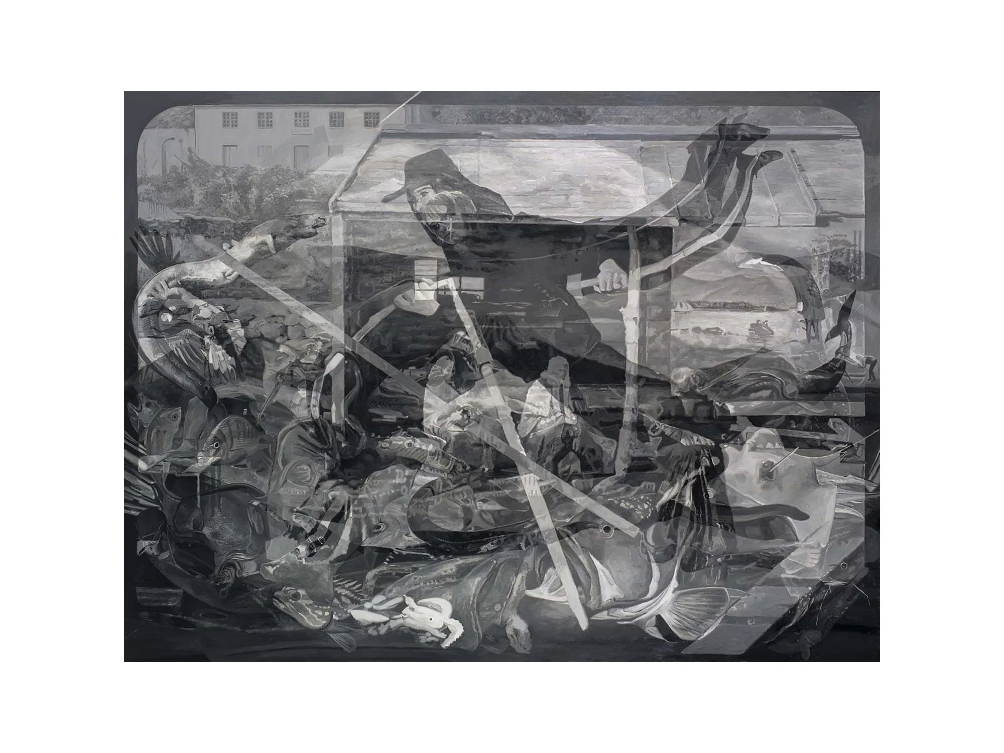 Julie Fragar Antonio Departs Flores (for always and ever) , 2016 oil on board 120 x 160cm ARTIST BIO
