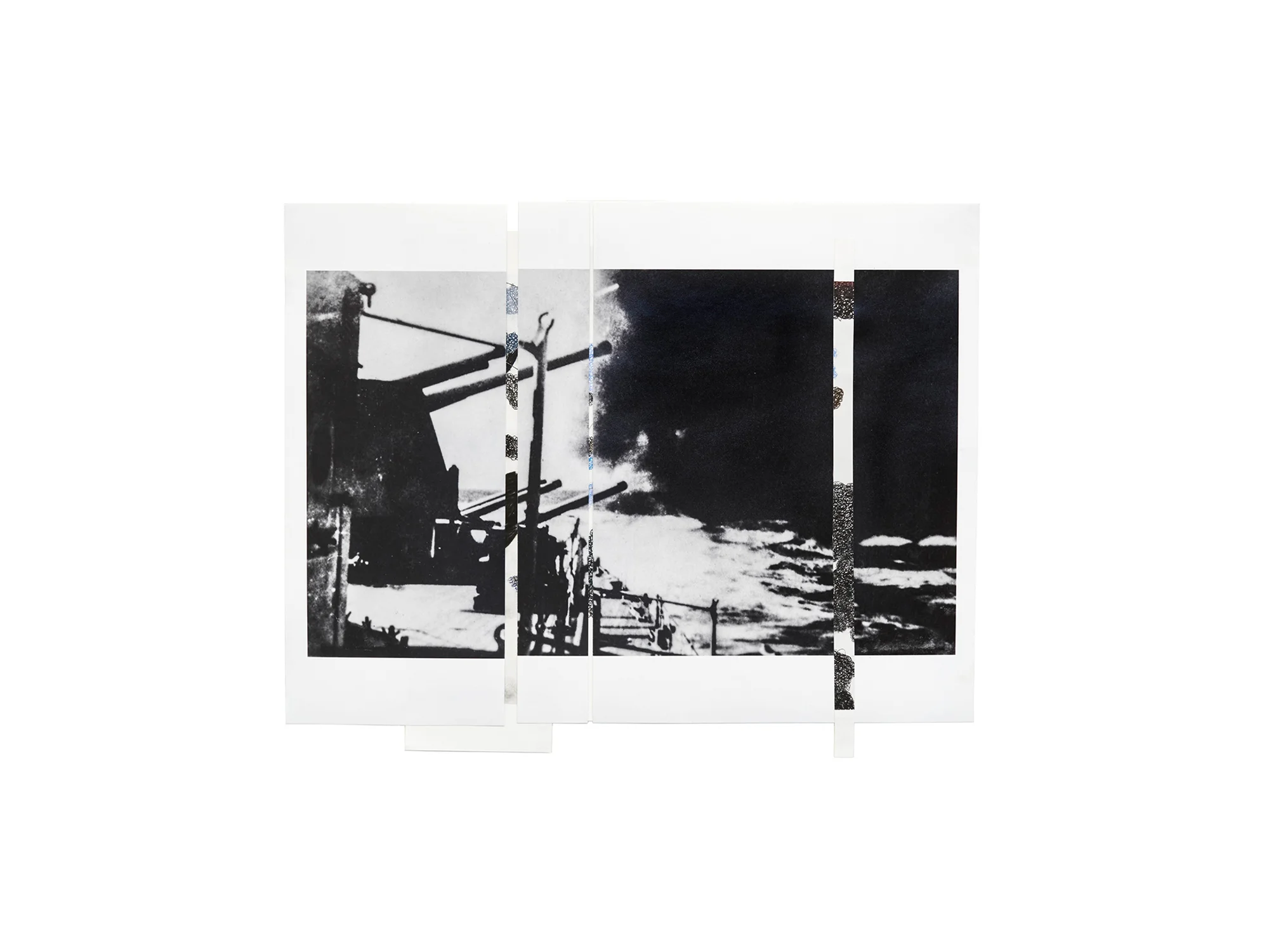Denise Green RJG: HMS Liverpool in Action 1 (Variant) , 2017 one photograph and three drawings 46 x 57cm ARTIST BIO