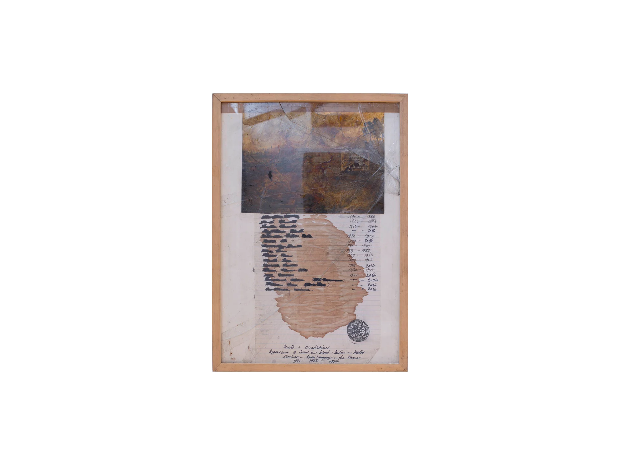 Bernhard Sachs Appearance of Jesus in a bloodstain in Berlin and Melbourne, 1975 - 2016 , 2016 mixed media on photograph on paper 46 x 33cm ARTIST BIO