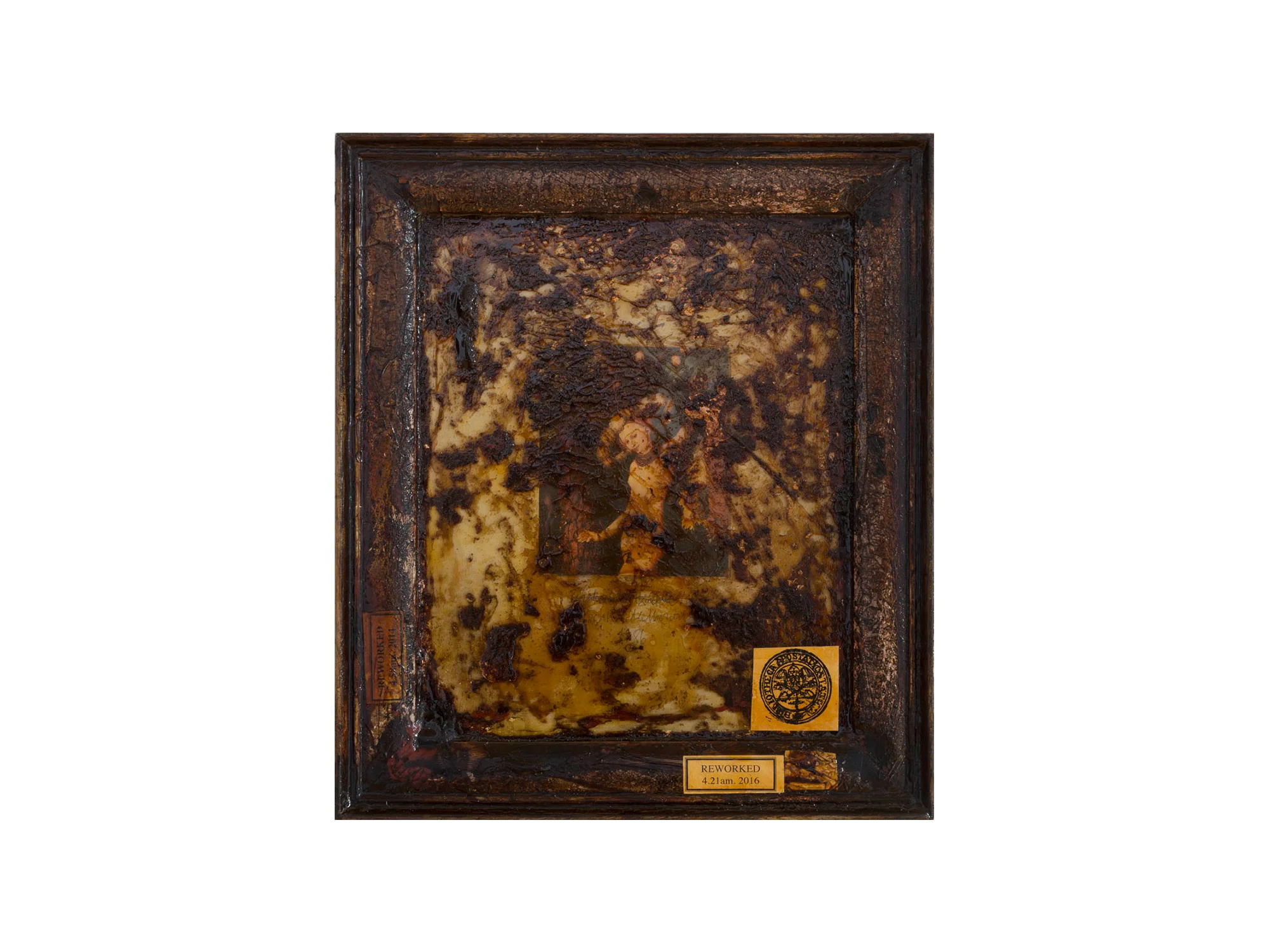 Bernard Sachs Honey Thieves (detail after Cranach) , 2016 print and mixed media on framed card 38 x 33cm ARTIST BIO